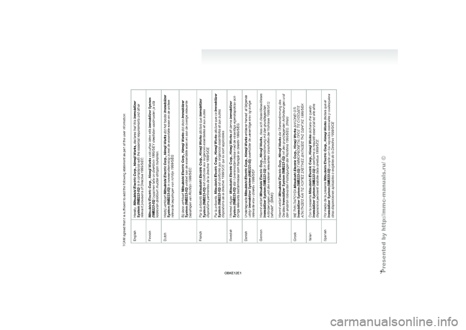 MITSUBISHI PAJERO IV 2011  Owners Manual 7

OBKE12E1   