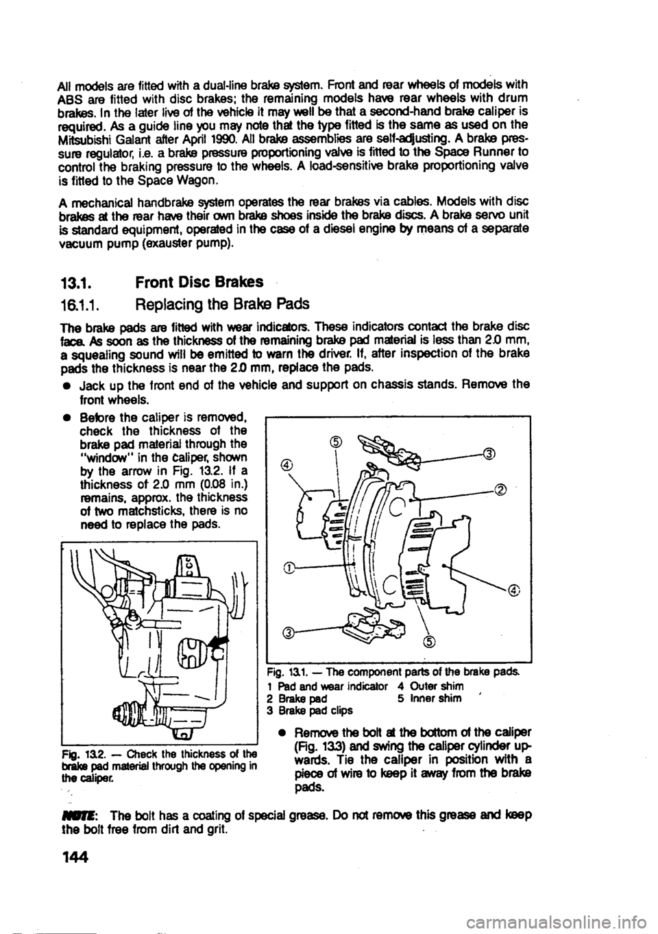 MITSUBISHI SPACE RUNNER 1991  Owners Manual 