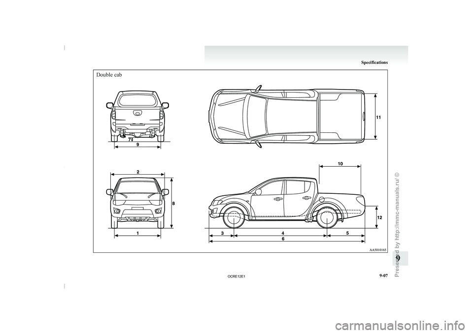 MITSUBISHI TRITON 2011  Owners Manual Double cabSpecifications
9-07 9

OCRE12E1 
Presented  by http://mmc-manuals.ru/  \251  