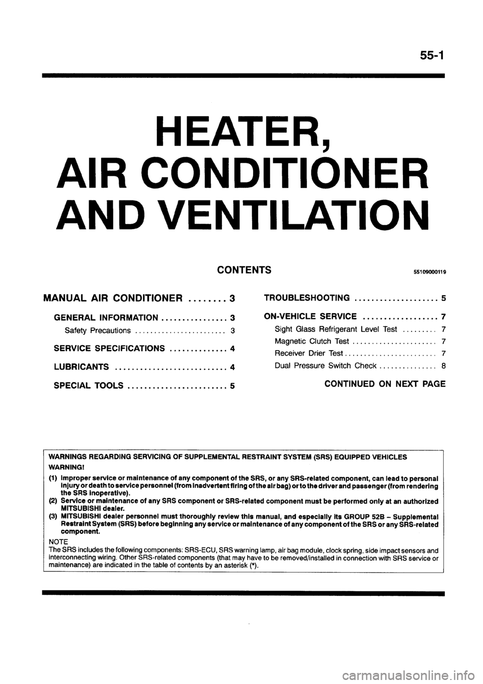 MITSUBISHI GALANT 1997 8.G Workshop Manual 