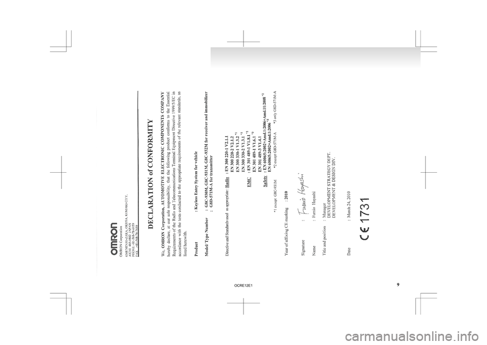 MITSUBISHI L200 2010 4.G Owners Manual 9
OCRE12E1  