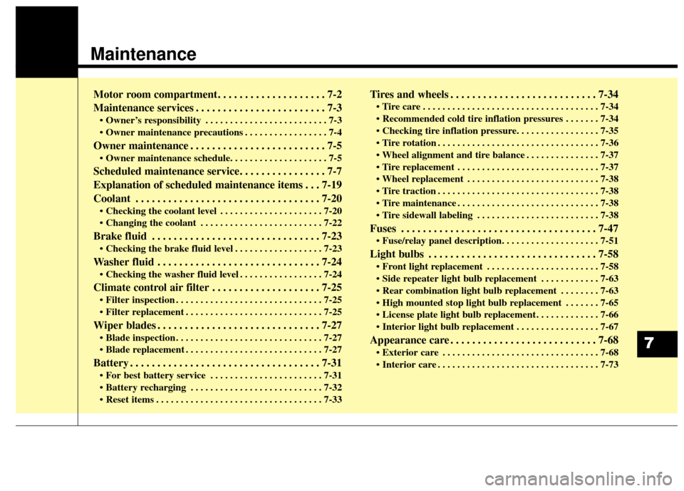 KIA Soul EV 2015 2.G Owners Manual Maintenance
Motor room compartment. . . . . . . . . . . . . . . . . . . . 7-2
Maintenance services . . . . . . . . . . . . . . . . . . . . . . . . 7-3
• Owner’s responsibility . . . . . . . . . . KIA Soul EV 2015 2.G Owners Manual Maintenance
Motor room compartment. . . . . . . . . . . . . . . . . . . . 7-2
Maintenance services . . . . . . . . . . . . . . . . . . . . . . . . 7-3
• Owner’s responsibility . . . . . . . . . .