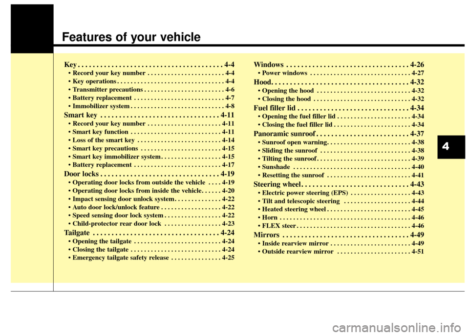 KIA Soul 2016 2.G Owners Manual Features of your vehicle
Key . . . . . . . . . . . . . . . . . . . . . . . . . . . . . . . . . . . . \
. . . 4-4
• Record your key number . . . . . . . . . . . . . . . . . . . . . . . 4-4
. . . . . KIA Soul 2016 2.G Owners Manual Features of your vehicle
Key . . . . . . . . . . . . . . . . . . . . . . . . . . . . . . . . . . . . \
. . . 4-4
• Record your key number . . . . . . . . . . . . . . . . . . . . . . . 4-4
. . . . .