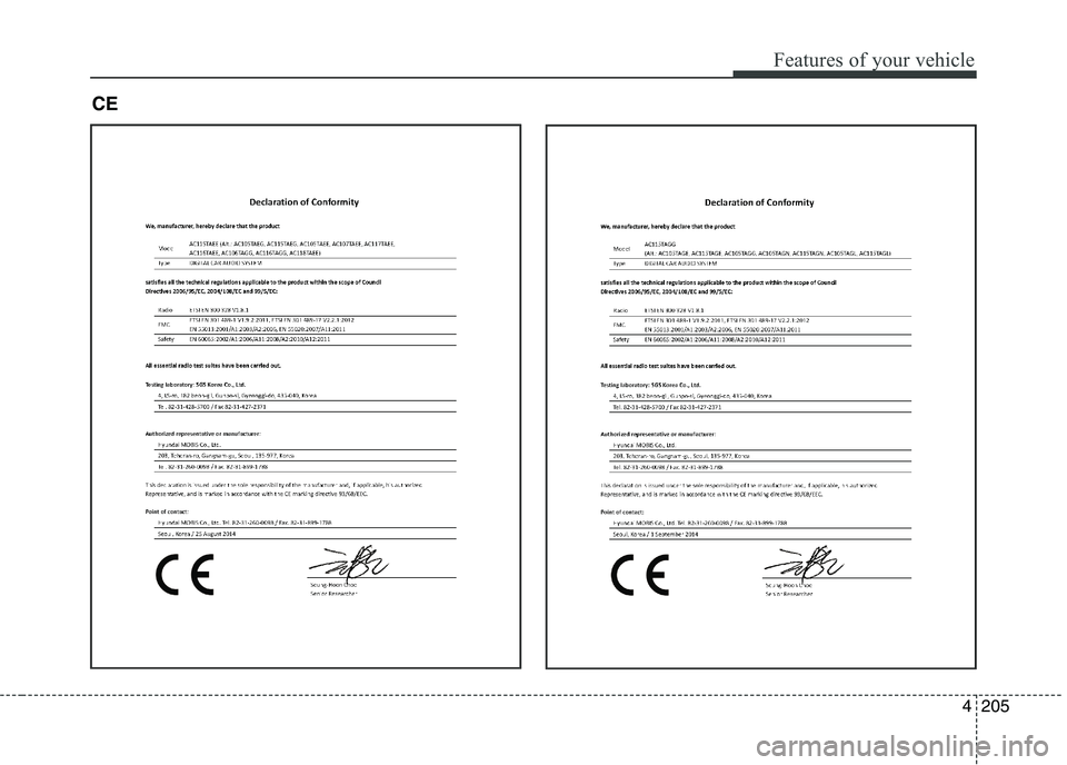 KIA PICANTO 2016  Owners Manual 205
Features of your vehicle
CE 4   