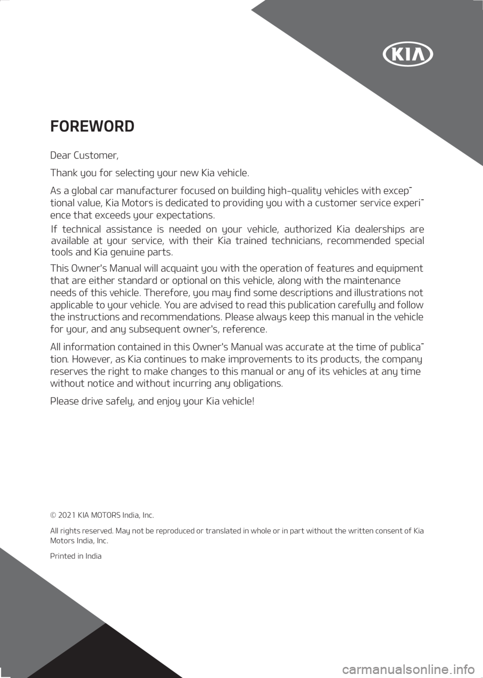 KIA SELTOS 2020  Owners Manual ��0�3�&�8�0�3�%
�%�F�B�S��$�V�T�U�P�N�F�S�
�5�I�B�O�L��Z�P�V��G�P�S��T�F�M�F�D�U�J�O�H��Z�P�V�S��O�F�X��,�J�B��W�F�I�J�D�M�F�
�"�T��B��H�M�P�C�B�M��D�B�S��N�B�O�V�G�B�D�U�V�S�F�S��G�P�