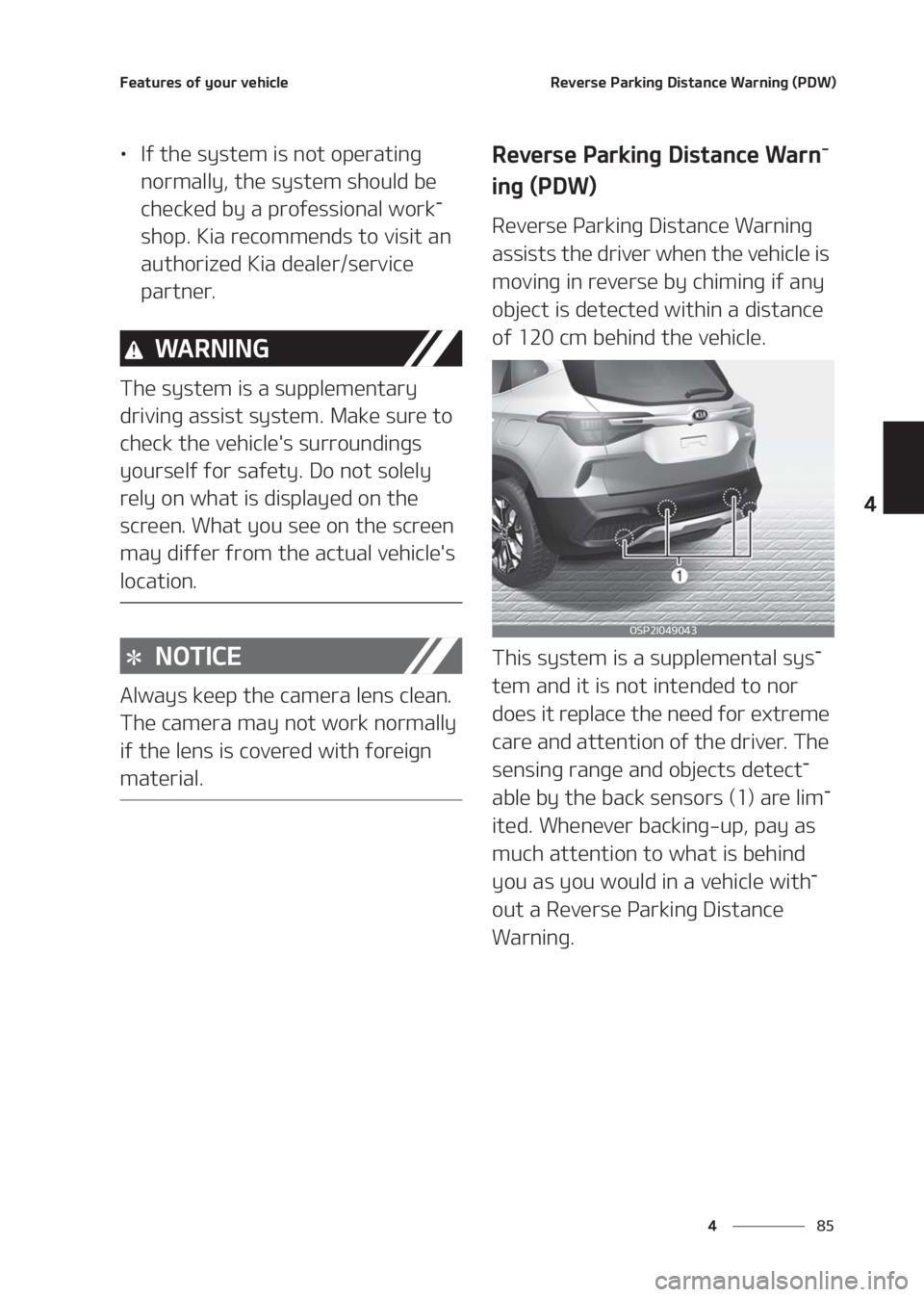 KIA SELTOS 2020  Owners Manual ��
�
�
��F�B�U�V�S�F�T��P�G��Z�P�V�S��W�F�I�J�D�M�F�3�F�W�F�S�T�F��1�B�S�L�J�O�H��%�J�T�U�B�O�D�F��8�B�S�O�J�O�H��	�1�%�8�

LÜ�*�G��U�I�F��T�Z�T�U�F�N��J�T��O�P�U��P�Q�F�S�B�U�J�O�H�