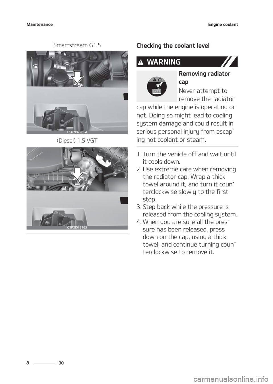 KIA SELTOS 2020  Owners Manual �.�B�J�O�U�F�O�B�O�D�F
�� �
�&�O�H�J�O�F��D�P�P�M�B�O�U
�4�N�B�S�U�T�U�S�F�B�N��(���
�	�%�J�F�T�F�M�
������7�(�5
�
�$�I�F�D�L�J�O�H��U�I�F��D�P�P�M�B�O�U��M�F�W�F�M
�8�" �3 �/ �* �/ �