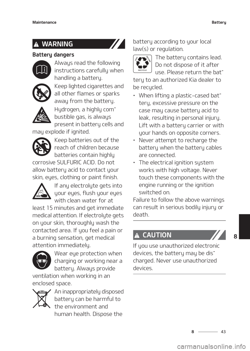 KIA SELTOS 2020  Owners Manual ��
�
�
�.�B�J�O�U�F�O�B�O�D�F�#�B�U�U�F�S�Z
�8�" �3 �/ �* �/ �(
�#�B�U�U�F�S�Z��E�B�O�H�F�S�T
�"�M�X�B�Z�T��S�F�B�E��U�I�F��G�P�M�M�P�X�J�O�H�
�J�O�T�U�S�V�D�U�J�P�O�T��D�B�S�F�G�V�M�M�Z��X