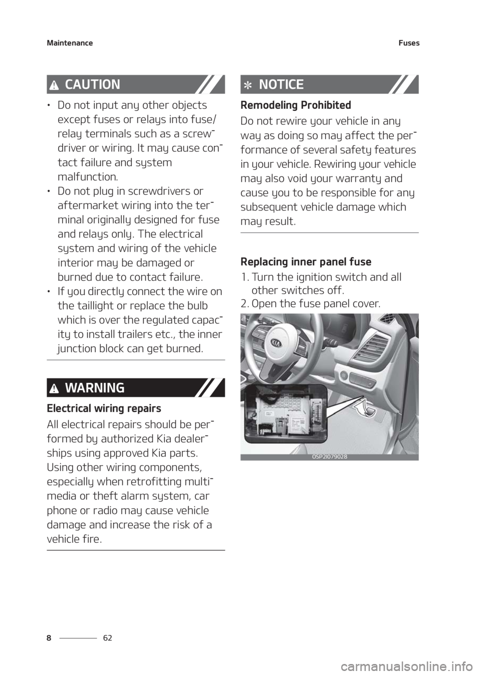KIA SELTOS 2020  Owners Manual �.�B�J�O�U�F�O�B�O�D�F
�� �
��V�T�F�T
�$�"�6�5�*�0�/
LÜ�%�P��O�P�U��J�O�Q�V�U��B�O�Z��P�U�I�F�S��P�C�K�F�D�U�T�
�F�Y�D�F�Q�U��G�V�T�F�T��P�S��S�F�M�B�Z�T��J�O�U�P��G�V�T�F�
�S�F�M�B�Z