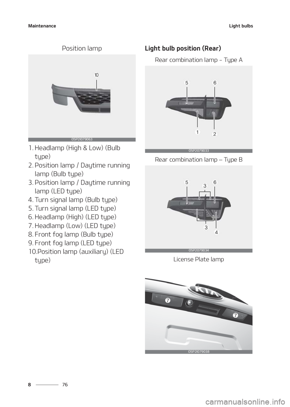 KIA SELTOS 2020  Owners Manual �.�B�J�O�U�F�O�B�O�D�F
�� �
�-�J�H�I�U��C�V�M�C�T
�1�P�T�J�U�J�P�O��M�B�N�Q
�� �)�F�B�E�M�B�N�Q��	�)�J�H�I����-�P�X�
��	�#�V�M�C�
�U�Z�Q�F�

�� �1�P�T�J�U�J�P�O��M�B�N�Q����%�B�Z�U�