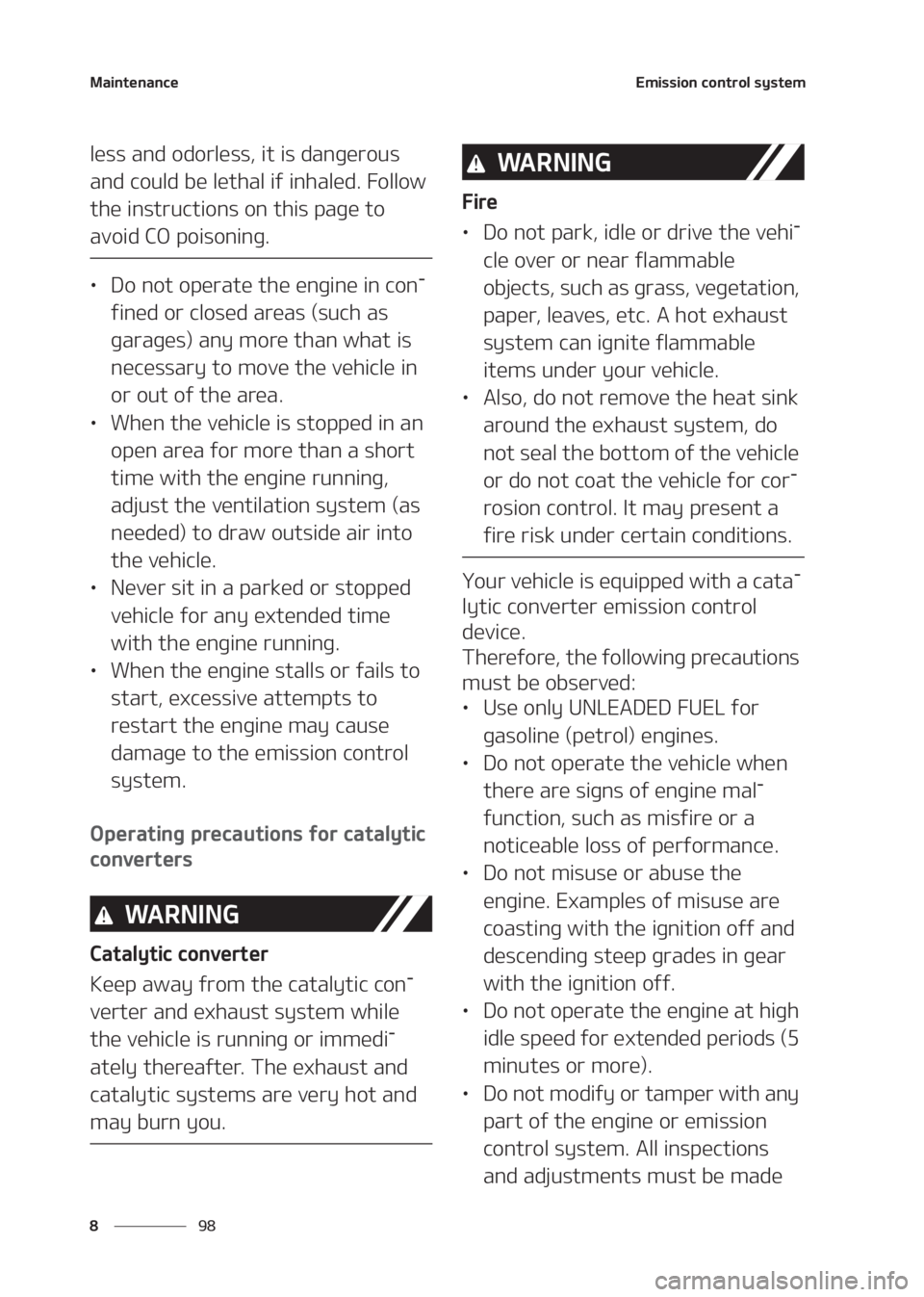 KIA SELTOS 2020  Owners Manual �.�B�J�O�U�F�O�B�O�D�F
�� �
�&�N�J�T�T�J�P�O��D�P�O�U�S�P�M��T�Z�T�U�F�N
�M�F�T�T��B�O�E��P�E�P�S�M�F�T�T�
��J�U��J�T��E�B�O�H�F�S�P�V�T�
�B�O�E��D�P�V�M�E��C�F��M�F�U�I�B�M��J�G��J�O�