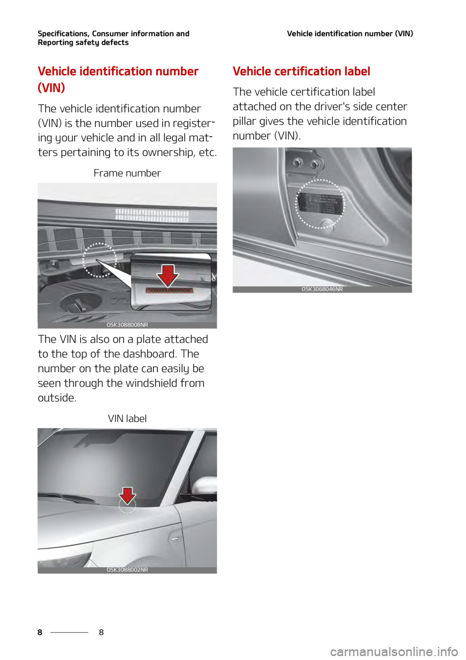 KIA SOUL 2020  Owners Manual �4�Q�F�D�J�G�J�D�B�U�J�P�O�T�
��$�P�O�T�V�N�F�S��J�O�G�P�S�N�B�U�J�P�O��B�O�E�
�3�F�Q�P�S�U�J�O�H��T�B�G�F�U�Z��E�F�G�F�D�U�T
�
�
�7�F�I�J�D�M�F��J�E�F�O�U�J�G�J�D�B�U�J�P�O��O�V�N�C�F�S��	