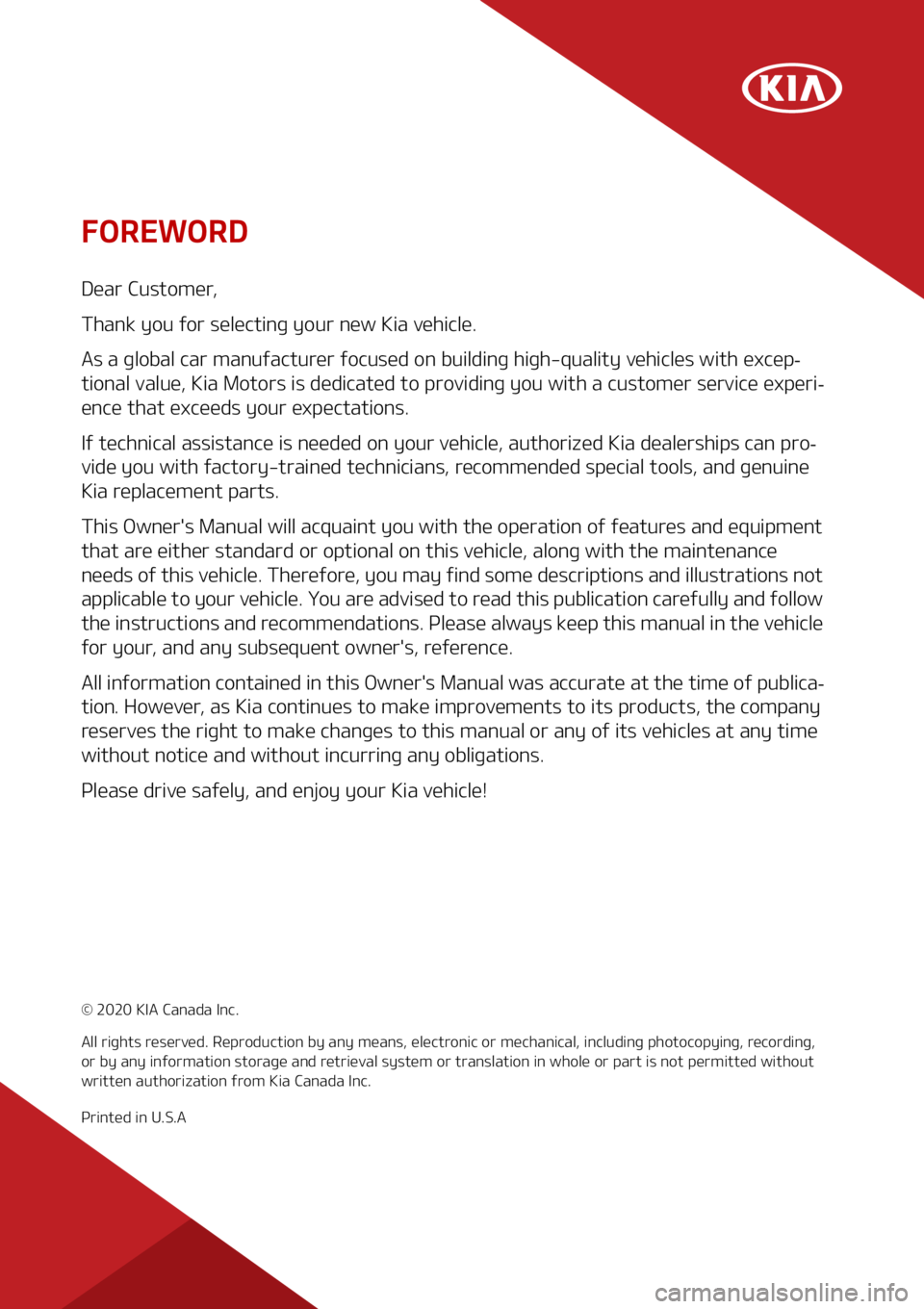 KIA SORENTO 2020  Owners Manual ��0�3�&�8�0�3�%
�%�F�B�S��$�V�T�U�P�N�F�S�
�5�I�B�O�L��Z�P�V��G�P�S��T�F�M�F�D�U�J�O�H��Z�P�V�S��O�F�X��,�J�B��W�F�I�J�D�M�F�
�"�T��B��H�M�P�C�B�M��D�B�S��N�B�O�V�G�B�D�U�V�S�F�S��G�P�
