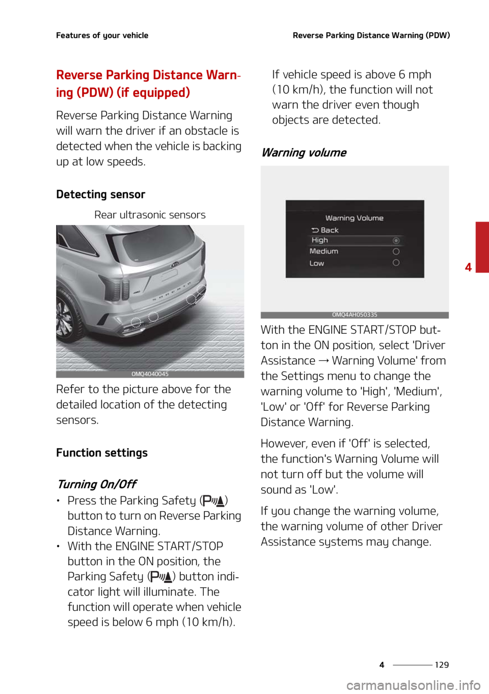 KIA SORENTO 2020  Owners Manual ���
�
�
��F�B�U�V�S�F�T��P�G��Z�P�V�S��W�F�I�J�D�M�F�3�F�W�F�S�T�F��1�B�S�L�J�O�H��%�J�T�U�B�O�D�F��8�B�S�O�J�O�H��	�1�%�8�

�3�F�W�F�S�T�F��1�B�S�L�J�O�H��%�J�T�U�B�O�D�F��8�B�S�O-
�J