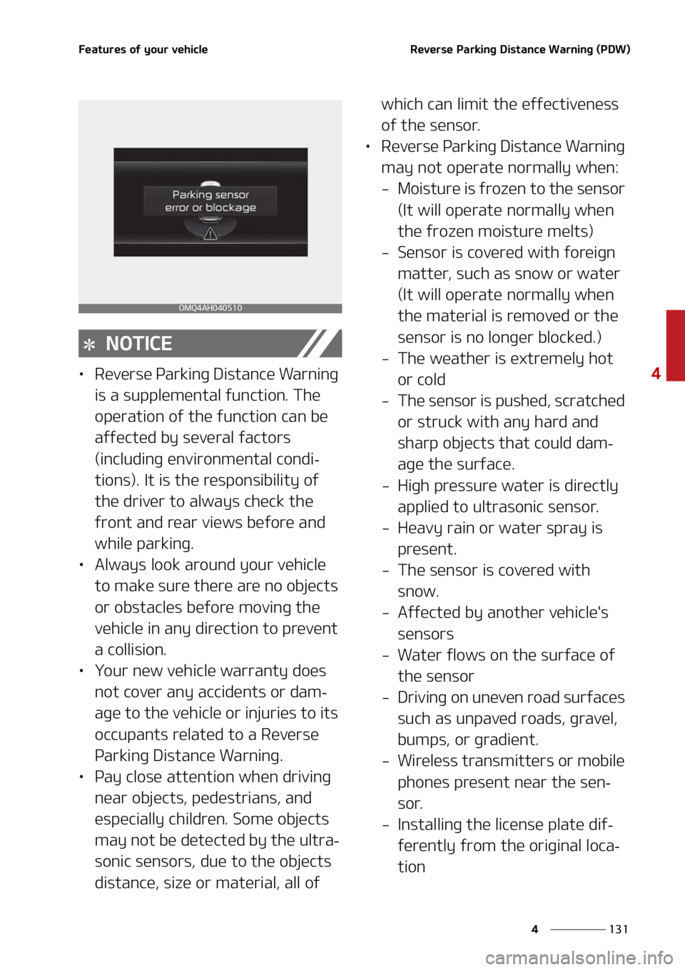 KIA SORENTO 2020  Owners Manual ���
�
�
��F�B�U�V�S�F�T��P�G��Z�P�V�S��W�F�I�J�D�M�F�3�F�W�F�S�T�F��1�B�S�L�J�O�H��%�J�T�U�B�O�D�F��8�B�S�O�J�O�H��	�1�%�8�

�/�0�5�*�$�&
LÜ�3�F�W�F�S�T�F��1�B�S�L�J�O�H��%�J�T�U�B�O�D
