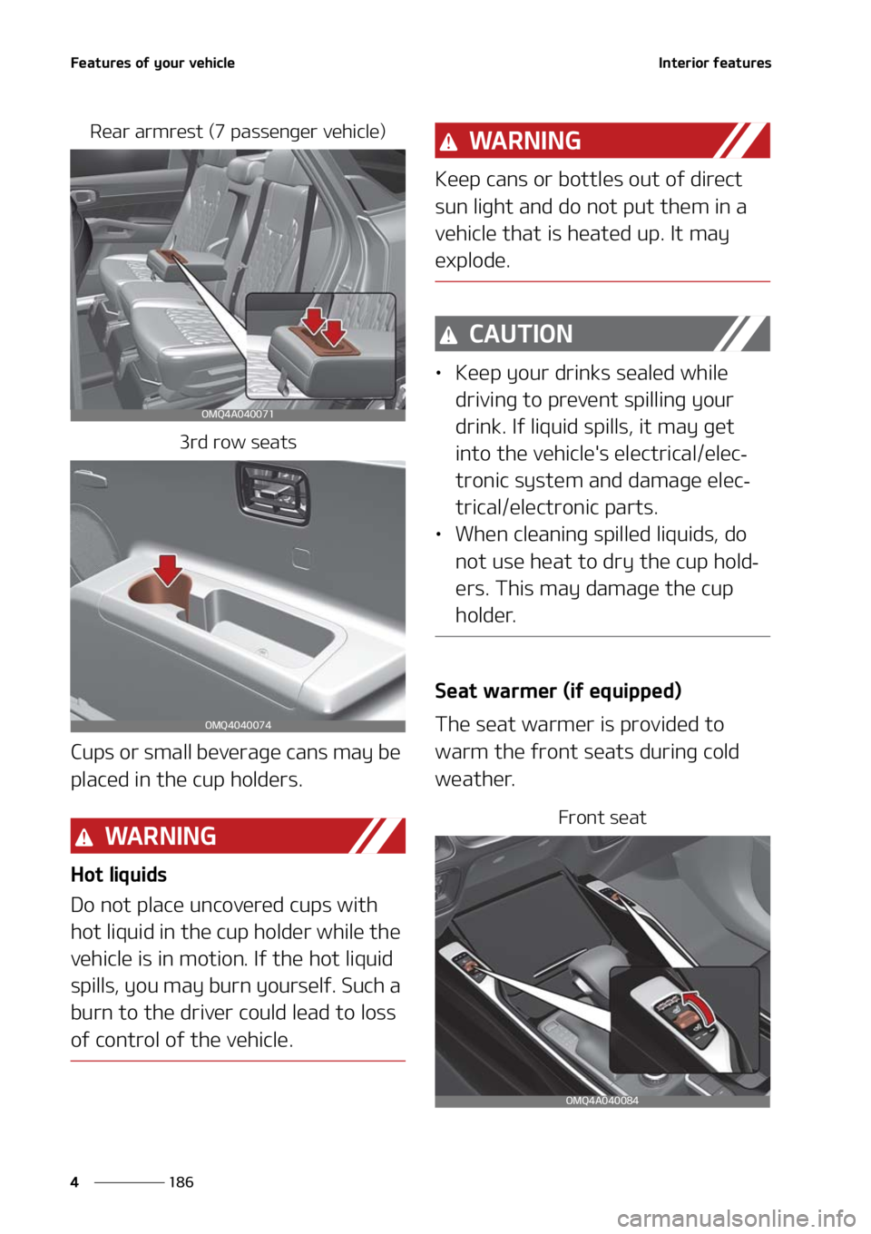 KIA SORENTO 2020  Owners Manual ��F�B�U�V�S�F�T��P�G��Z�P�V�S��W�F�I�J�D�M�F
���
�
�*�O�U�F�S�J�P�S��G�F�B�U�V�S�F�T
�3�F�B�S��B�S�N�S�F�T�U��	���Q�B�T�T�F�O�H�F�S��W�F�I�J�D�M�F�

��S�E��S�P�X��T�F�B�U�T
�$�V�Q�T�