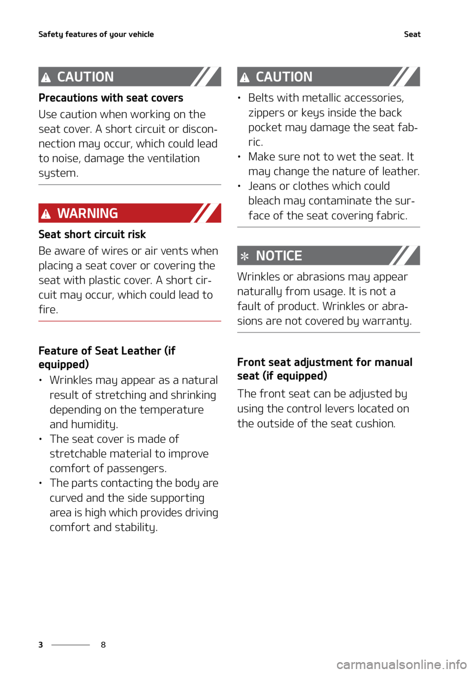 KIA SORENTO 2020  Owners Manual �4�B�G�F�U�Z��G�F�B�U�V�S�F�T��P�G��Z�P�V�S��W�F�I�J�D�M�F
�
�
�4�F�B�U
�$�"�6�5�*�0�/
�1�S�F�D�B�V�U�J�P�O�T��X�J�U�I��T�F�B�U��D�P�W�F�S�T
�6�T�F��D�B�V�U�J�P�O��X�I�F�O��X�P�S�L�J�O�H�