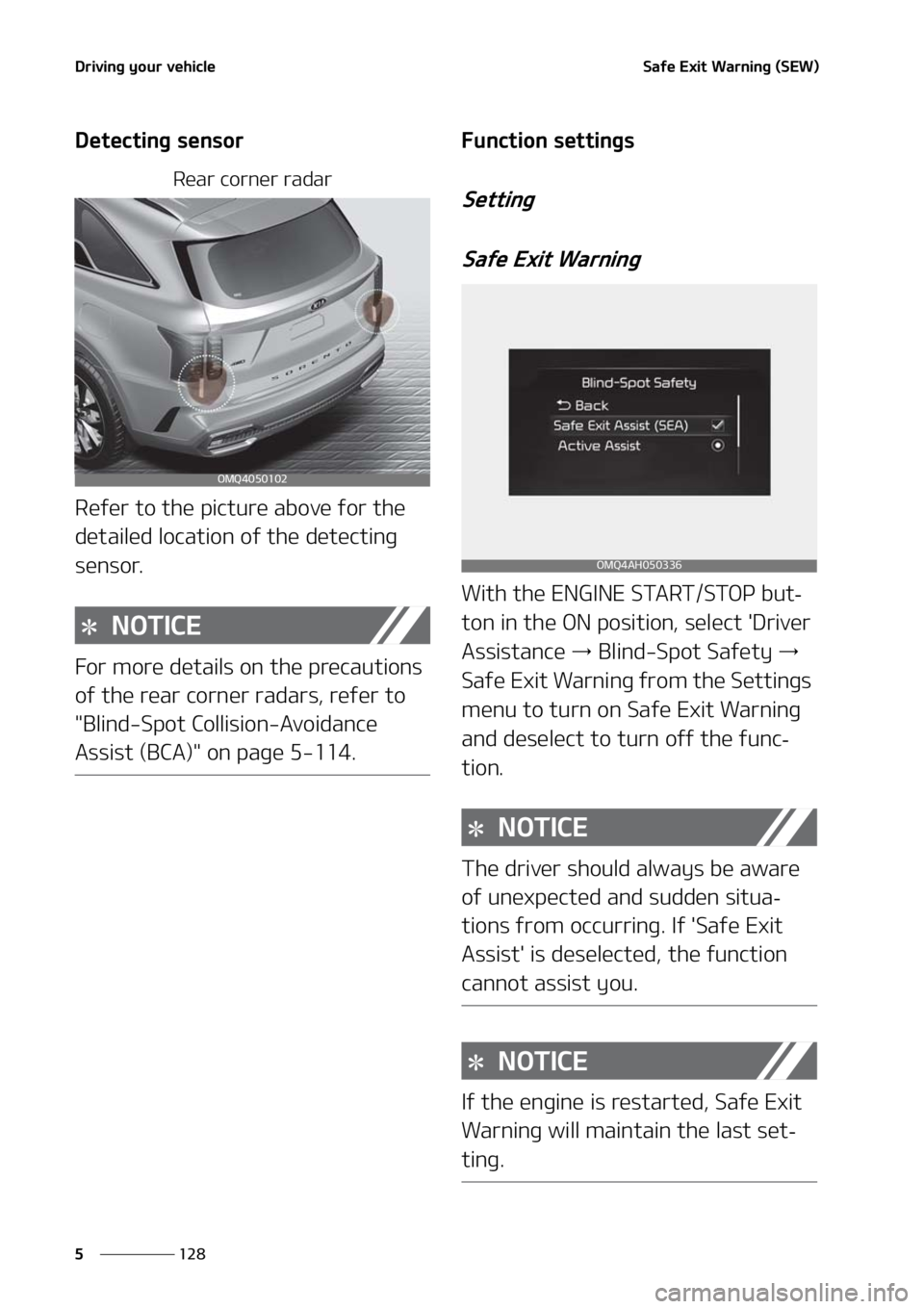 KIA SORENTO 2020  Owners Manual �%�S�J�W�J�O�H��Z�P�V�S��W�F�I�J�D�M�F
���
�
�4�B�G�F��&�Y�J�U��8�B�S�O�J�O�H��	�4�&�8�

�%�F�U�F�D�U�J�O�H��T�F�O�T�P�S
�3�F�B�S��D�P�S�O�F�S��S�B�E�B�S
�3�F�G�F�S��U�P��U�I�F��Q�J�D�U