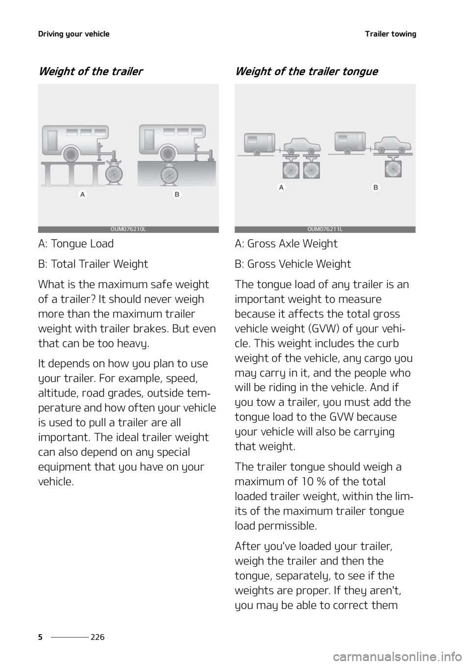 KIA SORENTO 2020  Owners Manual �%�S�J�W�J�O�H��Z�P�V�S��W�F�I�J�D�M�F
���
�
�5�S�B�J�M�F�S��U�P�X�J�O�H
�8�F�J�H�I�U��P�G��U�I�F��U�S�B�J�M�F�S
�"���5�P�O�H�V�F��-�P�B�E
�#���5�P�U�B�M��5�S�B�J�M�F�S��8�F�J�H�I�U
�