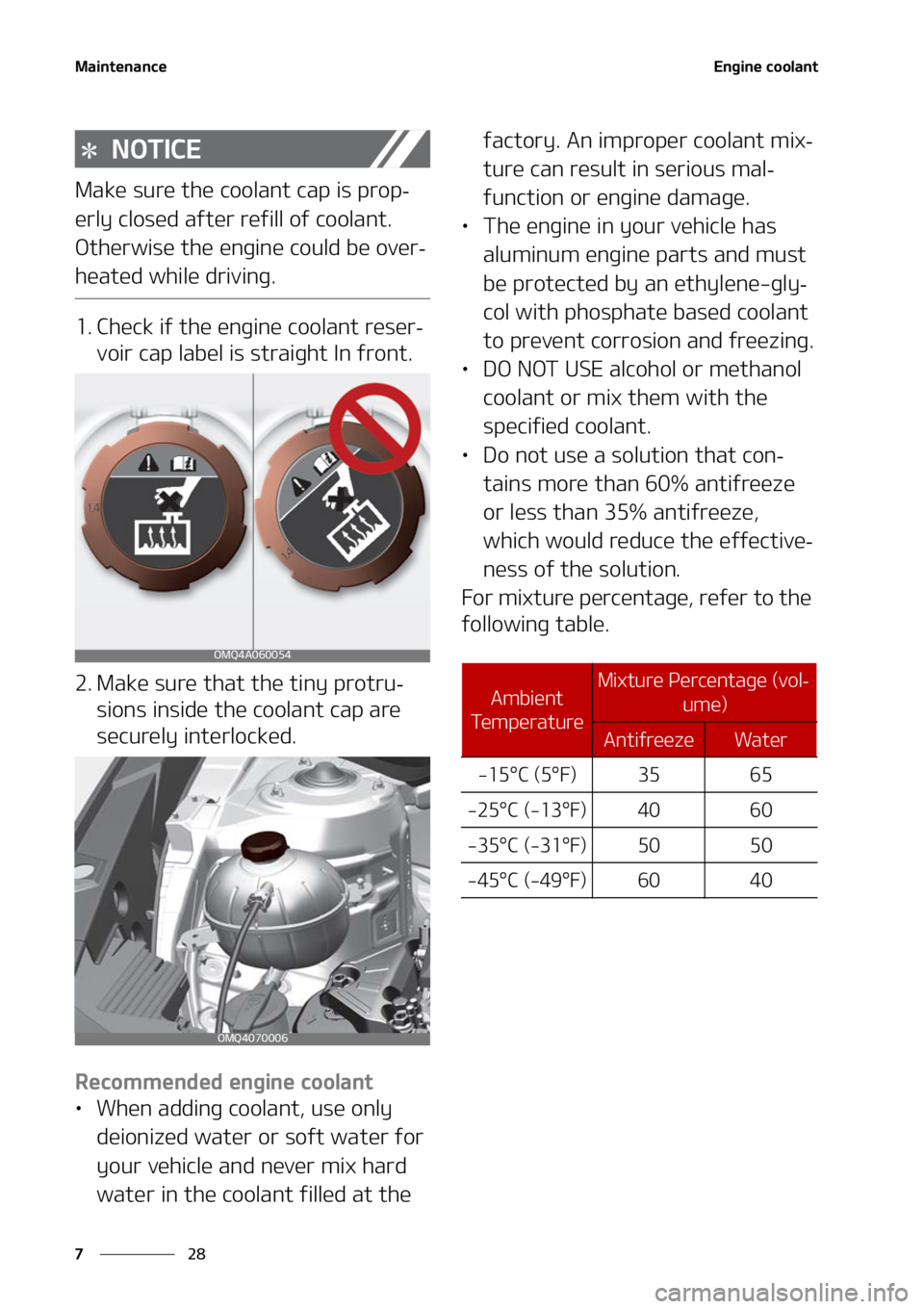 KIA SORENTO 2020  Owners Manual �.�B�J�O�U�F�O�B�O�D�F
��
�
�&�O�H�J�O�F��D�P�P�M�B�O�U
�/�0�5�*�$�&
�.�B�L�F��T�V�S�F��U�I�F��D�P�P�M�B�O�U��D�B�Q��J�T��Q�S�P�Q-
�F�S�M�Z��D�M�P�T�F�E��B�G�U�F�S��S�F�G�J�M�M��P�G��D�