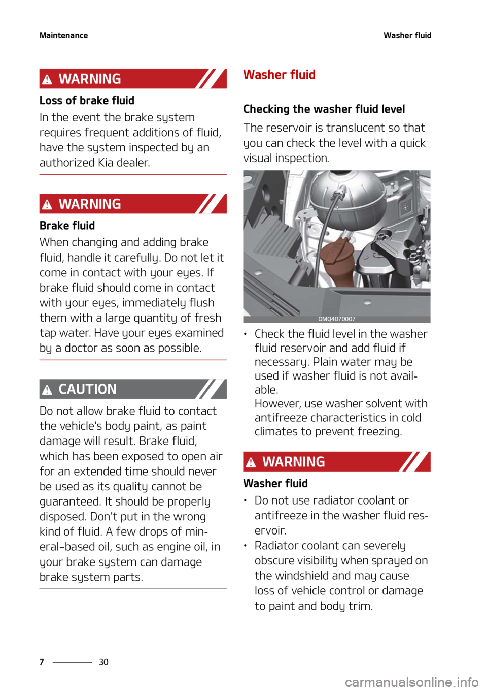 KIA SORENTO 2020  Owners Manual �.�B�J�O�U�F�O�B�O�D�F
��
�
�8�B�T�I�F�S��G�M�V�J�E
�8�" �3 �/ �* �/ �(
�-�P�T�T��P�G��C�S�B�L�F��G�M�V�J�E
�*�O��U�I�F��F�W�F�O�U��U�I�F��C�S�B�L�F��T�Z�T�U�F�N�
�S�F�R�V�J�S�F�T��G�S�F