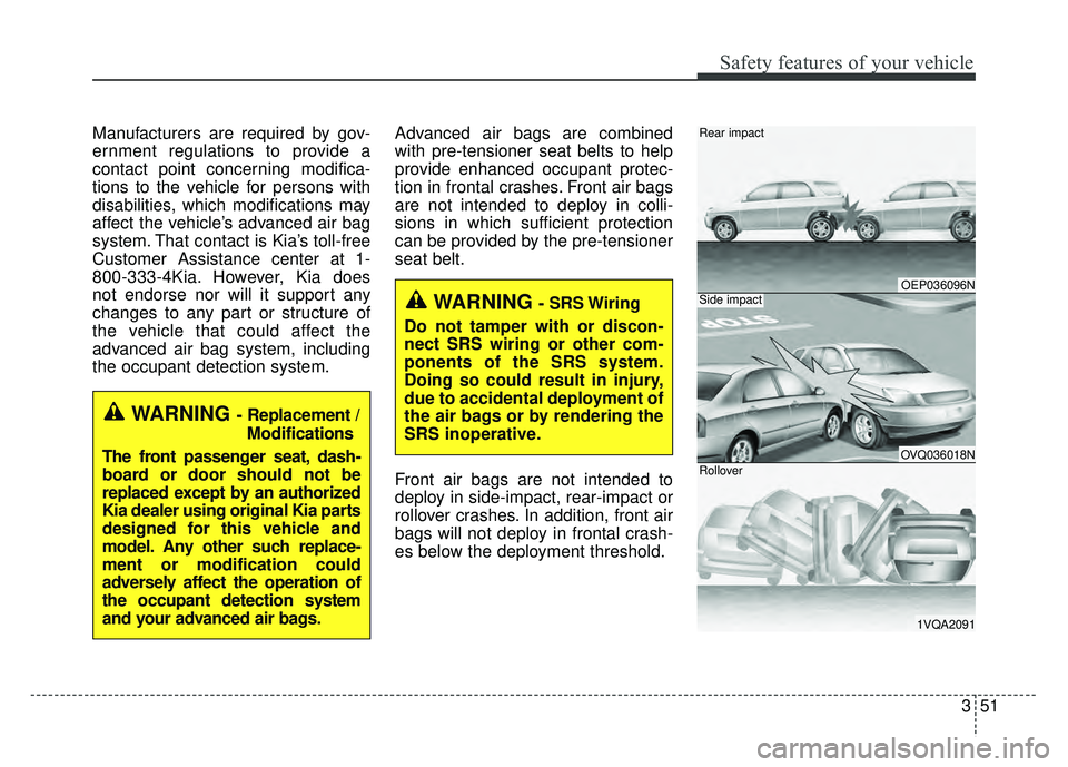 KIA SOUL 2015 Owners Manual 351
Safety features of your vehicle
Manufacturers are required by gov-
ernment regulations to provide a
contact point concerning modifica-
tions to the vehicle for persons with
disabilities, which mod KIA SOUL 2015 Owners Manual 351
Safety features of your vehicle
Manufacturers are required by gov-
ernment regulations to provide a
contact point concerning modifica-
tions to the vehicle for persons with
disabilities, which mod