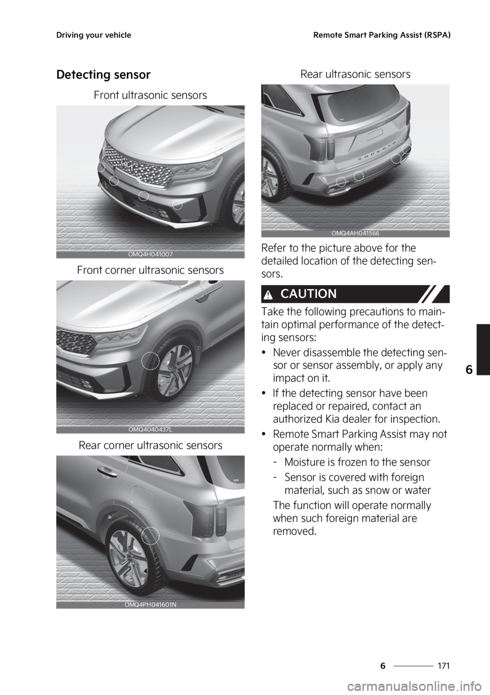 KIA SORENTO PHEV 2023  Owners Manual ���
�
�
�%�S�J�W�J�O�H��Z�P�V�S��W�F�I�J�D�M�F�3�F�N�P�U�F��4�N�B�S�U��1�B�S�L�J�O�H��"�T�T�J�T�U��	�3�4�1�"�

�%�F�U�F�D�U�J�O�H��T�F�O�T�P�S
��S�P�O�U��V�M�U�S�B�T�P�O�J�D��T�F�O�T�P�