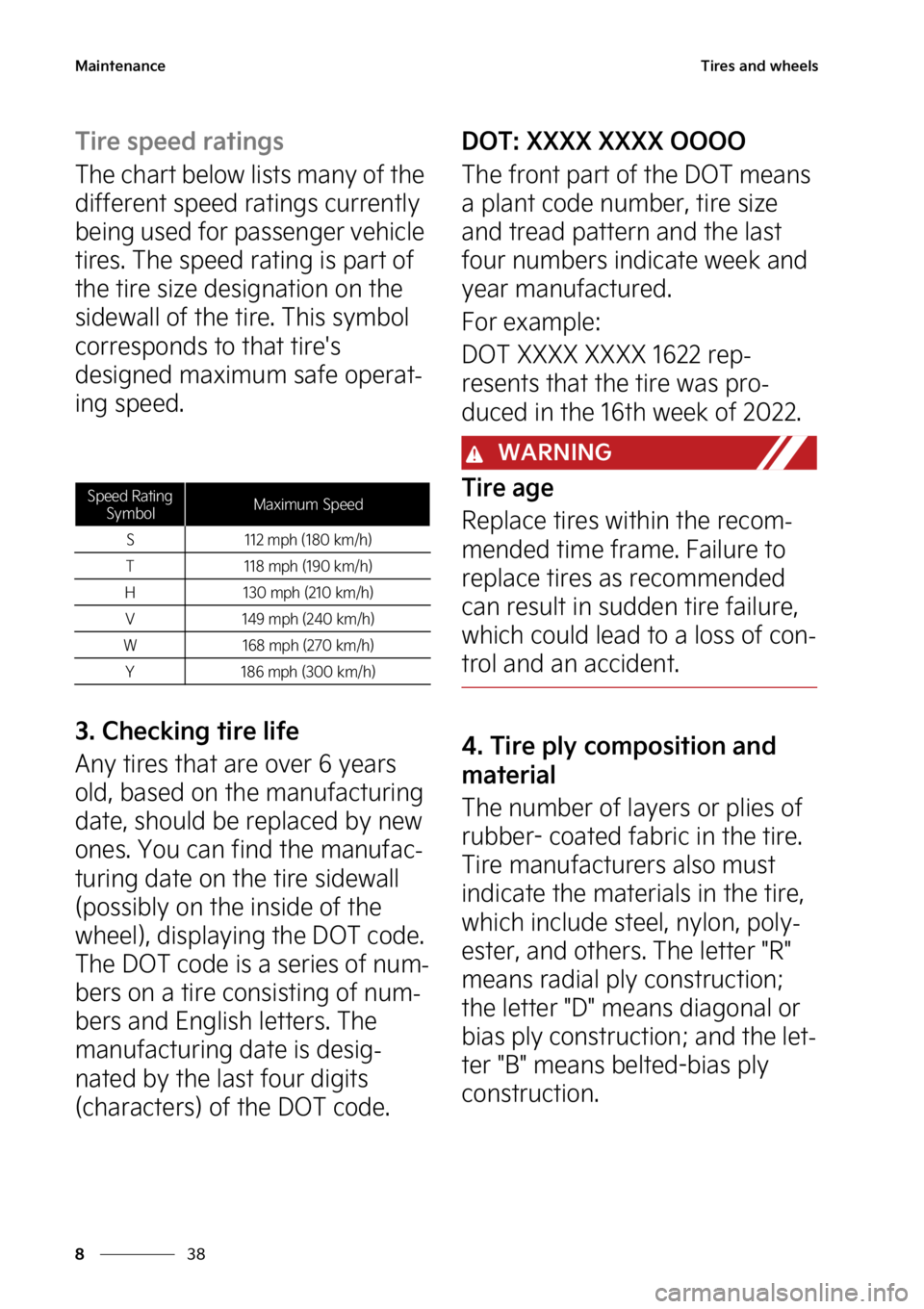KIA SORENTO PHEV 2023  Owners Manual �.�B�J�O�U�F�O�B�O�D�F
��
�
�5�J�S�F�T��B�O�E��X�I�F�F�M�T
�5�J�S�F��T�Q�F�F�E��S�B�U�J�O�H�T
�5�I�F��D�I�B�S�U��C�F�M�P�X��M�J�T�U�T��N�B�O�Z��P�G��U�I�F�
�E�J�G�G�F�S�F�O�U��T�Q�F�F�E