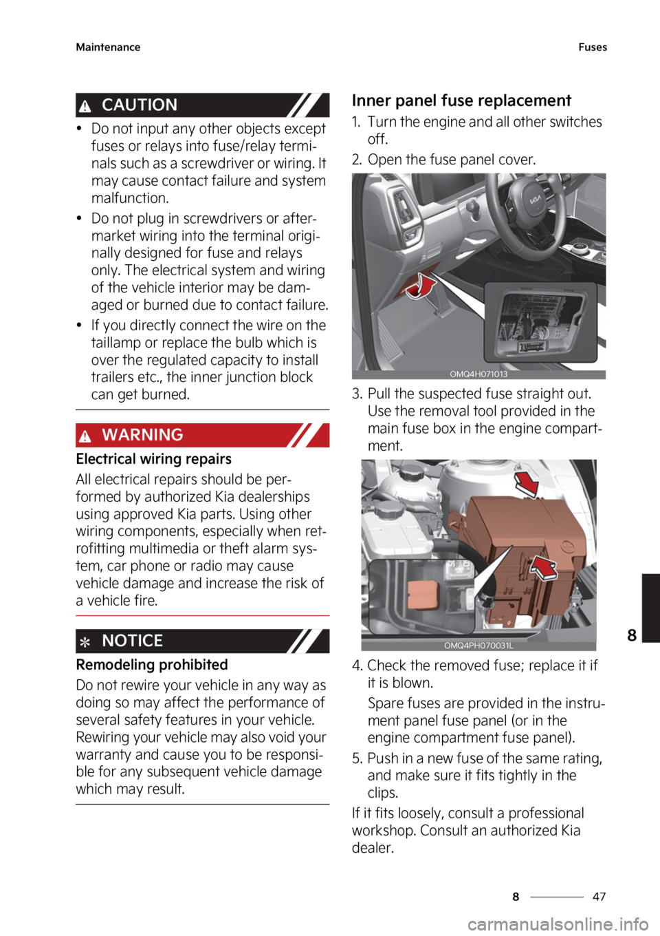 KIA SORENTO PHEV 2023  Owners Manual ��
�
�
�.�B�J�O�U�F�O�B�O�D�F��V�T�F�T
�$�"�6�5�*�0�/
