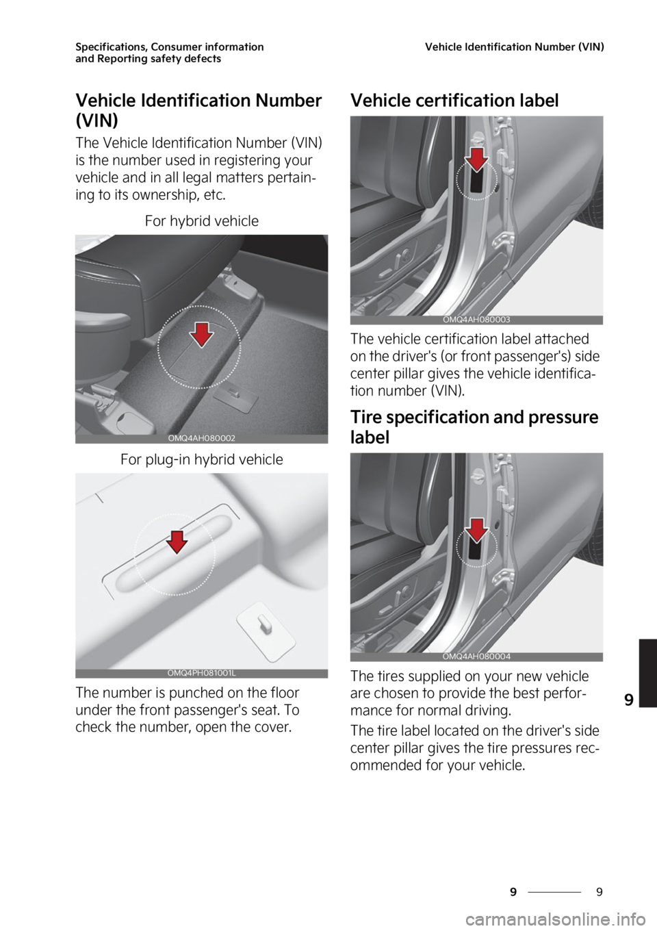 KIA SORENTO PHEV 2023  Owners Manual �
�
�
�4�Q�F�D�J�G�J�D�B�U�J�P�O�T�
��$�P�O�T�V�N�F�S��J�O�G�P�S�N�B�U�J�P�O�
�B�O�E��3�F�Q�P�S�U�J�O�H��T�B�G�F�U�Z��E�F�G�F�D�U�T�7�F�I�J�D�M�F��*�E�F�O�U�J�G�J�D�B�U�J�P�O��/�V�N�C�F�S�