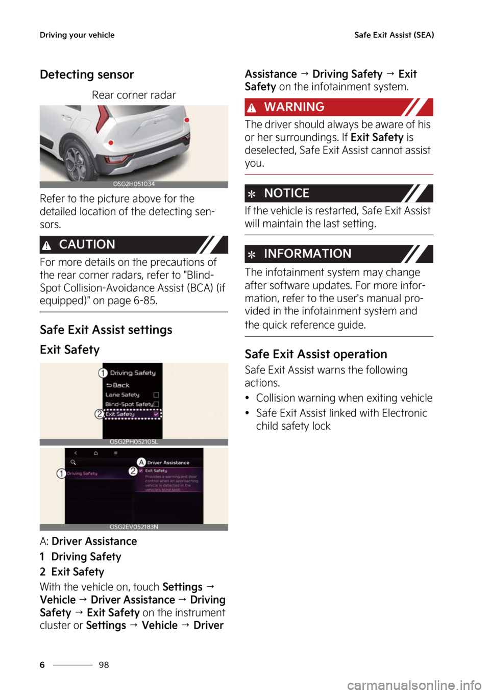 KIA NIRO PHEV 2023  Owners Manual �%�S�J�W�J�O�H��Z�P�V�S��W�F�I�J�D�M�F
��
�
�4�B�G�F��&�Y�J�U��"�T�T�J�T�U��	�4�&�"�

�%�F�U�F�D�U�J�O�H��T�F�O�T�P�S
�3�F�B�S��D�P�S�O�F�S��S�B�E�B�S
�3�F�G�F�S��U�P��U�I�F��Q�J�D�U�V�S