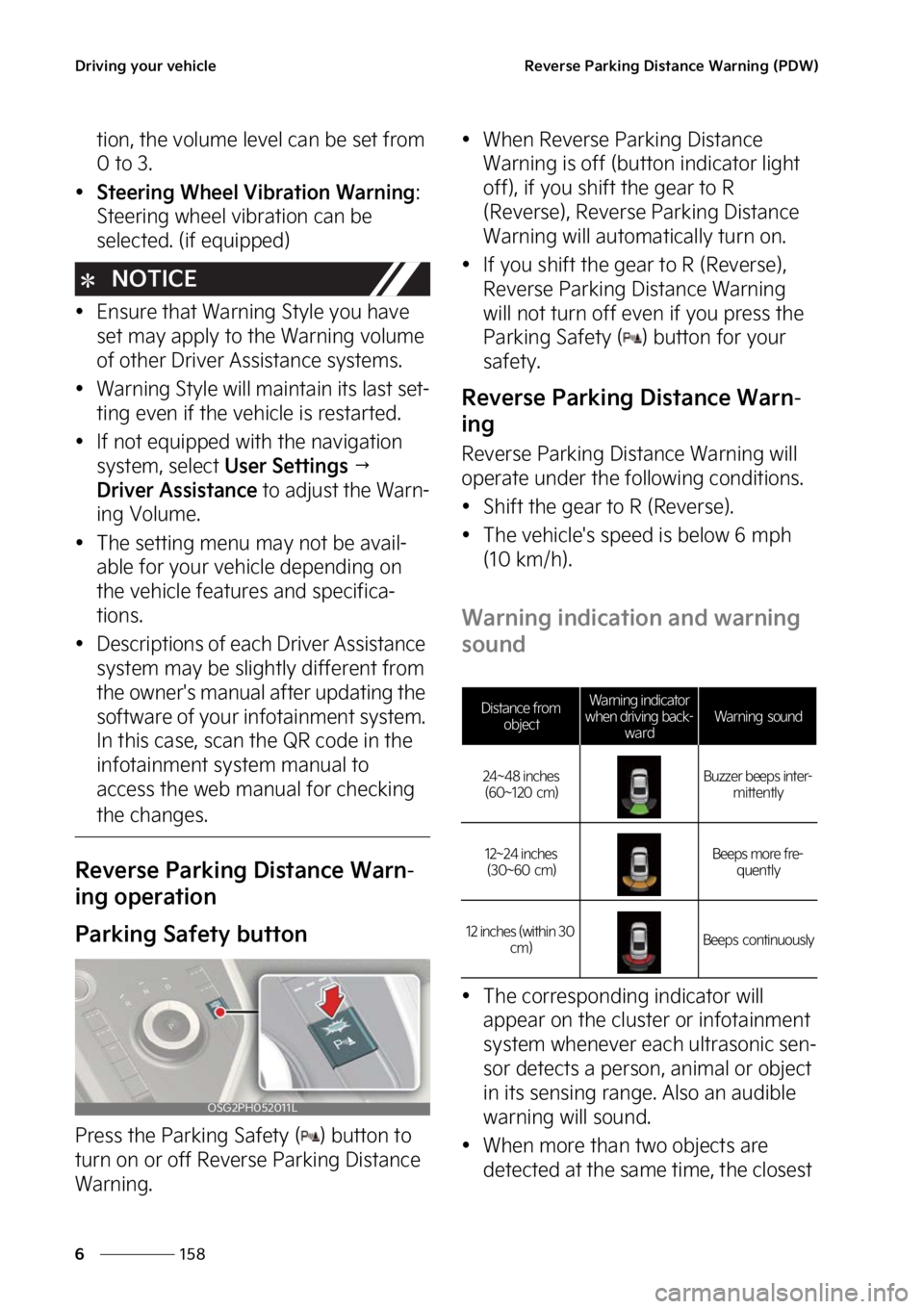 KIA NIRO PHEV 2023  Owners Manual �%�S�J�W�J�O�H��Z�P�V�S��W�F�I�J�D�M�F
���
�
�3�F�W�F�S�T�F��1�B�S�L�J�O�H��%�J�T�U�B�O�D�F��8�B�S�O�J�O�H��	�1�%�8�

�U�J�P�O�
��U�I�F��W�P�M�V�N�F��M�F�W�F�M��D�B�O��C�F��T�F�U��G�S