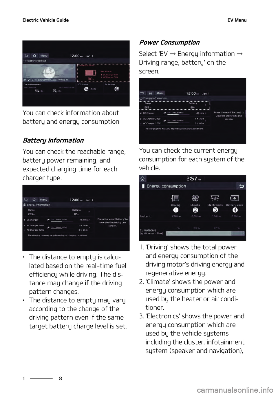 KIA NIRO EV 2021  Owners Manual �&�M�F�D�U�S�J�D��7�F�I�J�D�M�F��(�V�J�E�F
�
�
�&�7��.�F�O�V
�:�P�V��D�B�O��D�I�F�D�L��J�O�G �P�S�N�B�U�J�P�O��B�C�P�V�U�
�C�B�U�U�F�S�Z��B�O�E��F�O�F�S�H�Z��D�P�O�T�V�N�Q�U�J�P�O
�#�B�U�