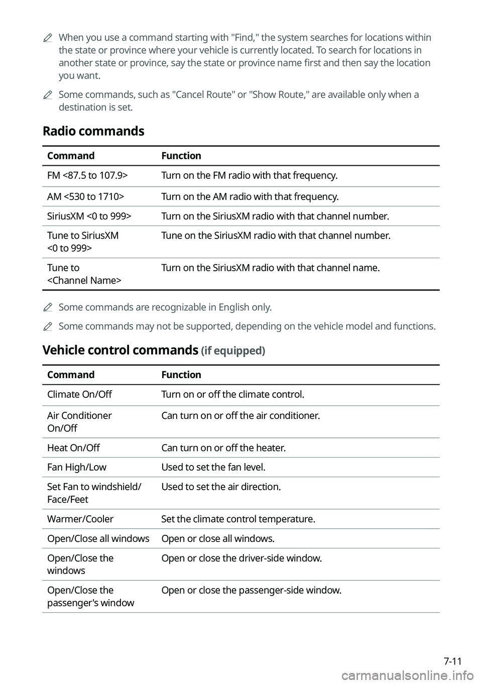 KIA NIRO 2023 Navigation System Quick Reference Guide 7-11
A
When you use a command starting with "Find," the system searches for locations within
the state or province where your vehicle is currently located. To search for locations in
anoth KIA NIRO 2023 Navigation System Quick Reference Guide 7-11
A
When you use a command starting with "Find," the system searches for locations within
the state or province where your vehicle is currently located. To search for locations in
anoth