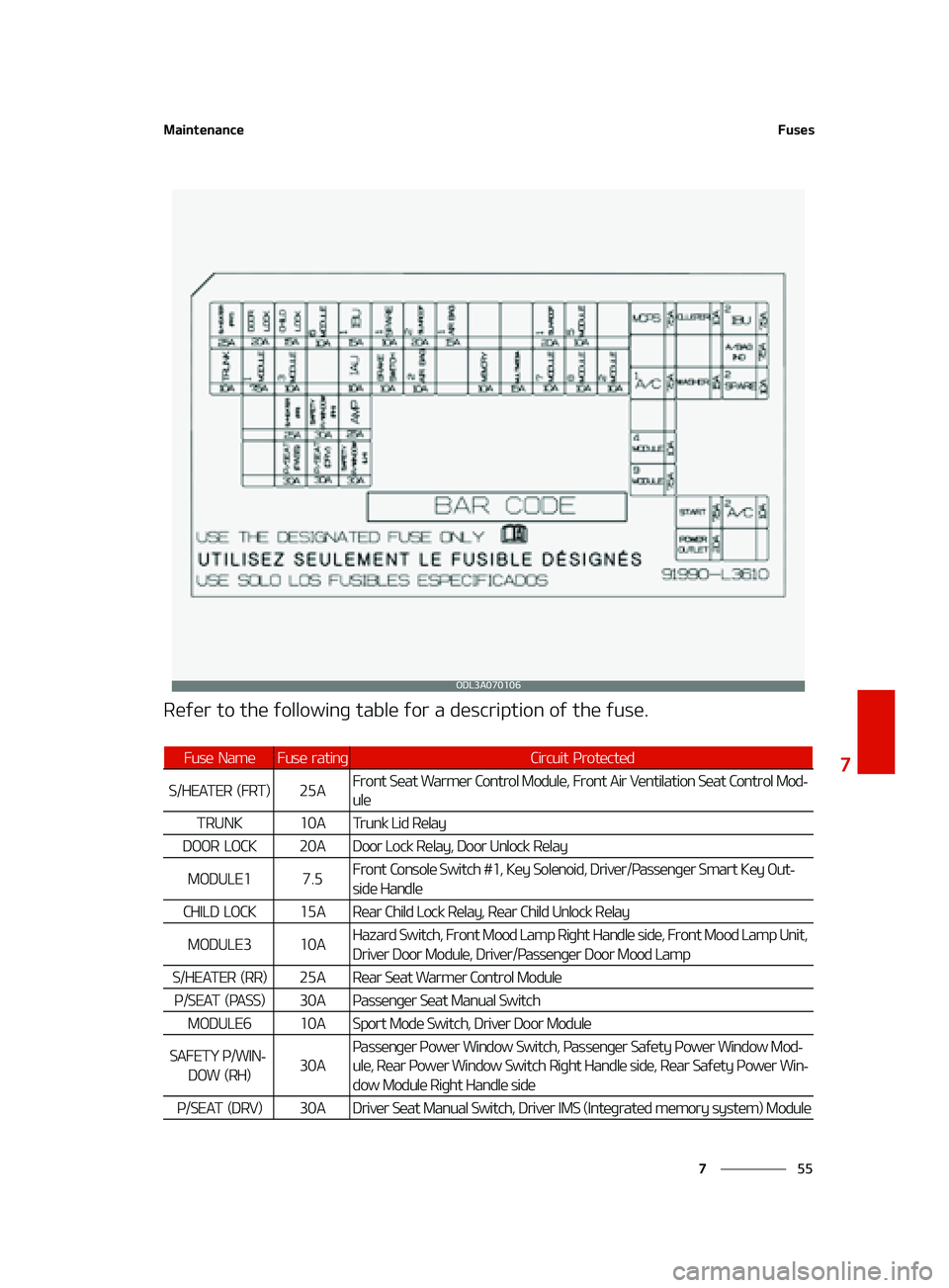 KIA K5 2022  Owners Manual ��
�
�
�.�B�J�O�U�F�O�B�O�D�F��V�T�F�T
�3�F�G�F�S��U�P��U�I�F��G�P�M�M�P�X�J�O�H��U�B�C�M�F��G�P�S��B��E�F�T�D�S�J�Q�U�J�P�O��P�G��U�I�F��G�V�T�F�
�0�%�-��"������
��V�T�F� �/�