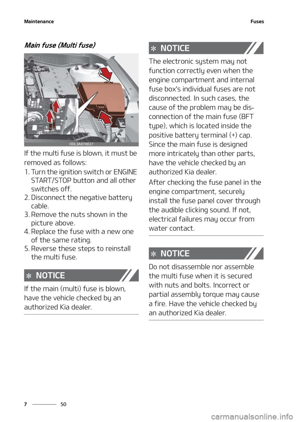 KIA FORTE 2021  Owners Manual �.�B�J�O�U�F�O�B�O�D�F
��
�
��V�T�F�T
�.�B�J�O��G�V�T�F��	�.�V�M�U�J��G�V�T�F�

�*�G��U�I�F��N�V�M�U�J��G�V�T�F��J�T��C�M�P�X�O�
��J�U��N�V�T�U��C�F�
�S�F�N�P�W�F�E��B�T��G�P�M�M�P�X