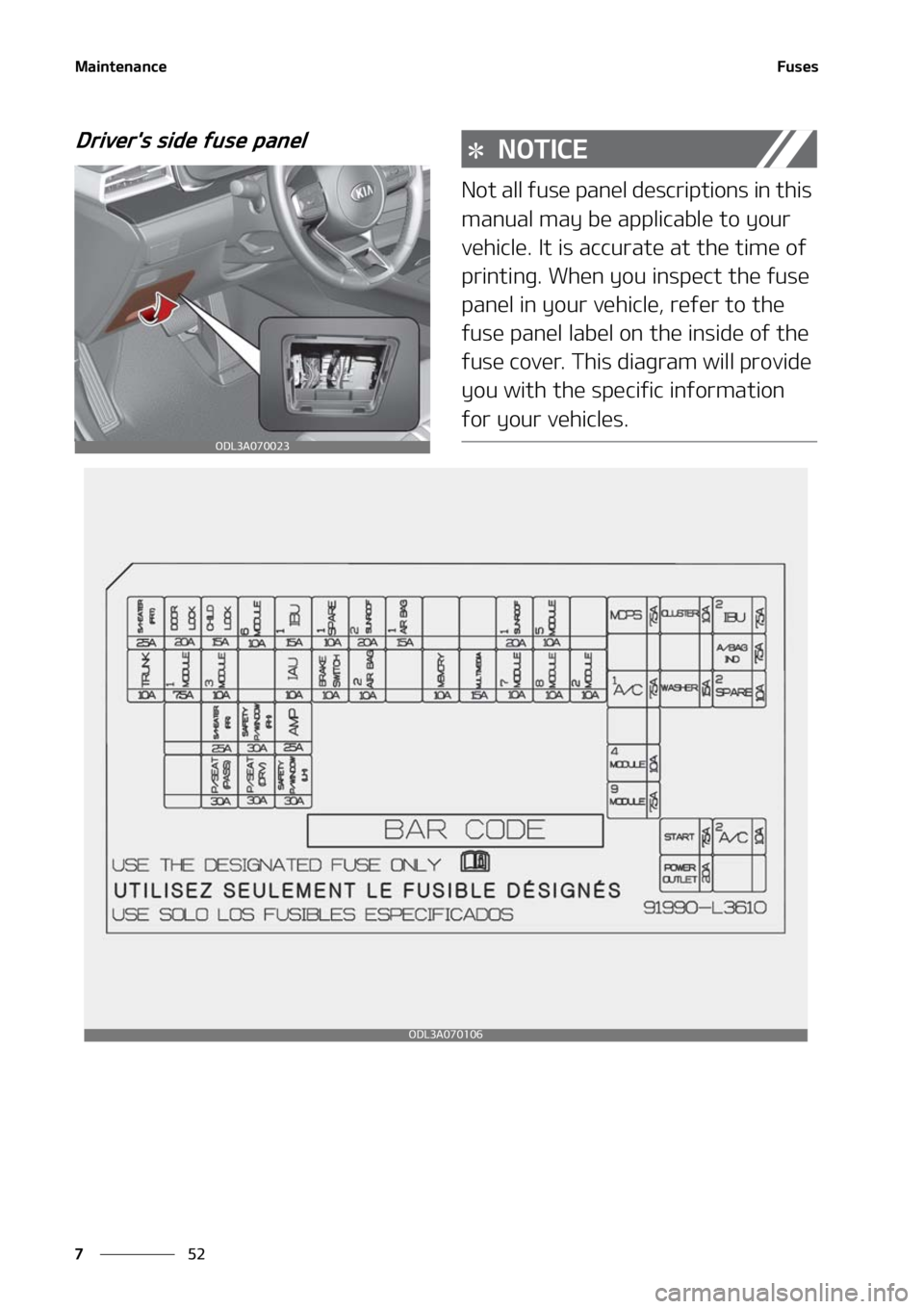 KIA FORTE 2021  Owners Manual �.�B�J�O�U�F�O�B�O�D�F
��
�
��V�T�F�T
�%�S�J�W�F�S��T��T�J�E�F��G�V�T�F��Q�B�O�F�M�/�0�5�*�$�&
�/�P�U��B�M�M��G�V�T�F��Q�B�O�F�M��E�F�T�D�S�J�Q�U�J�P�O�T��J�O��U�I�J�T�
�N�B�O�V�B�M��N