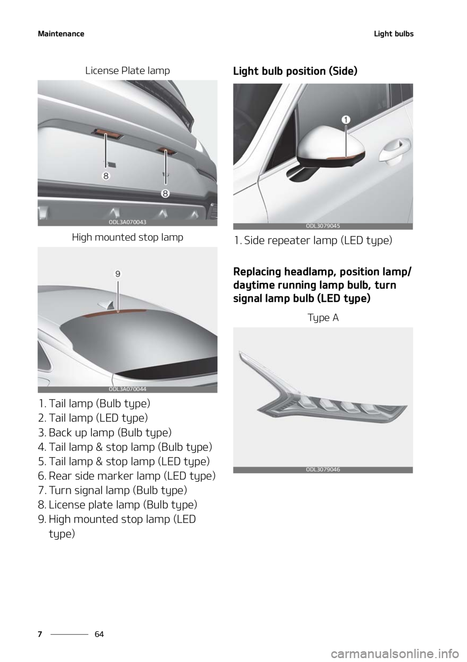KIA FORTE 2021  Owners Manual �.�B�J�O�U�F�O�B�O�D�F
��
�
�-�J�H�I�U��C�V�M�C�T
�-�J�D�F�O�T�F��1�M�B�U�F��M�B�N�Q
�)�J�H�I��N�P�V�O�U�F�E��T�U�P�Q��M�B�N�Q
�� �5�B�J�M��M�B�N�Q��	�#�V�M�C��U�Z�Q�F�

�� �5�B�J�M��