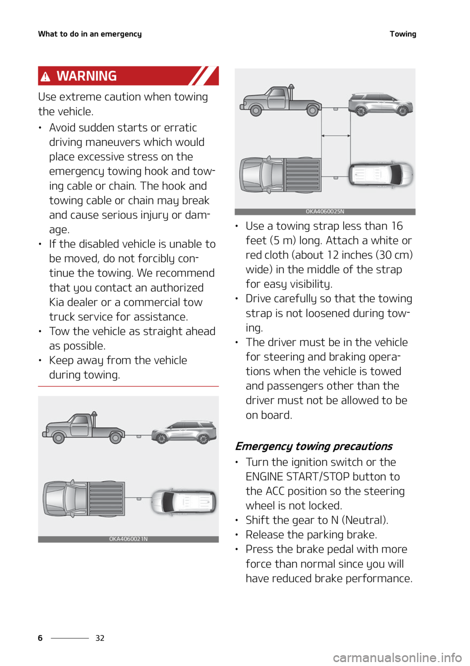KIA CARNIVAL 2022  Owners Manual �8�I�B�U��U�P��E�P��J�O��B�O��F�N�F�S�H�F�O�D�Z
��
�
�5�P�X�J�O�H
�8�" �3 �/ �* �/ �(
�6�T�F��F�Y�U�S�F�N�F��D�B�V�U�J�P�O��X�I�F�O��U�P�X�J�O�H�
�U�I�F��W�F�I�J�D�M�F�
LÜ �"�W�P�J�E�