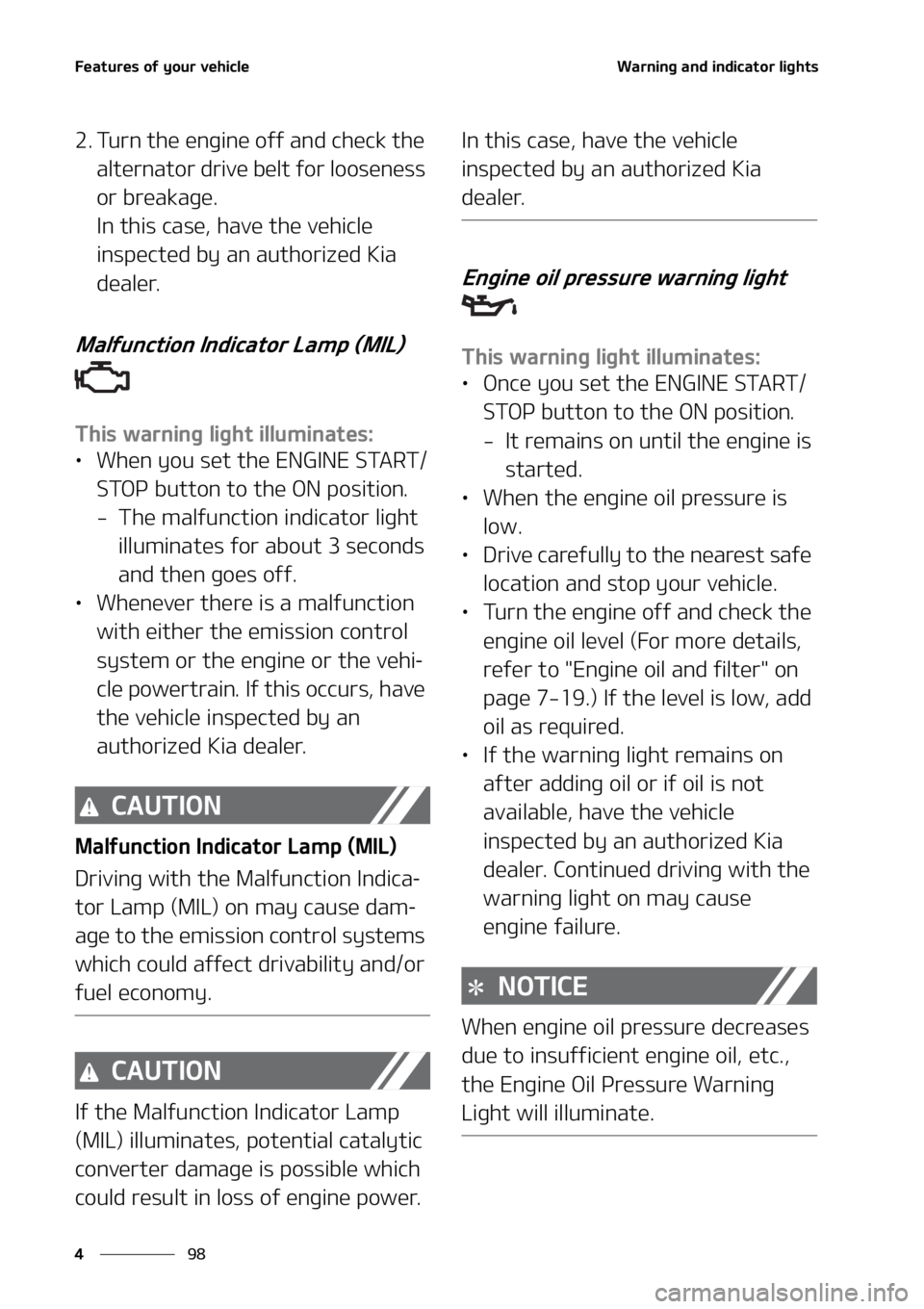 KIA TELLURIDE 2022  Owners Manual ��F�B�U�V�S�F�T��P�G��Z�P�V�S��W�F�I�J�D�M�F
��
�
�8�B�S�O�J�O�H��B�O�E��J�O�E�J�D�B�U�P�S��M�J�H�I�U�T
�� �5�V�S�O��U�I�F��F�O�H�J�O�F��P�G�G��B�O�E��D�I�F�D�L��U�I�F�
�B�M�U�F�S�O