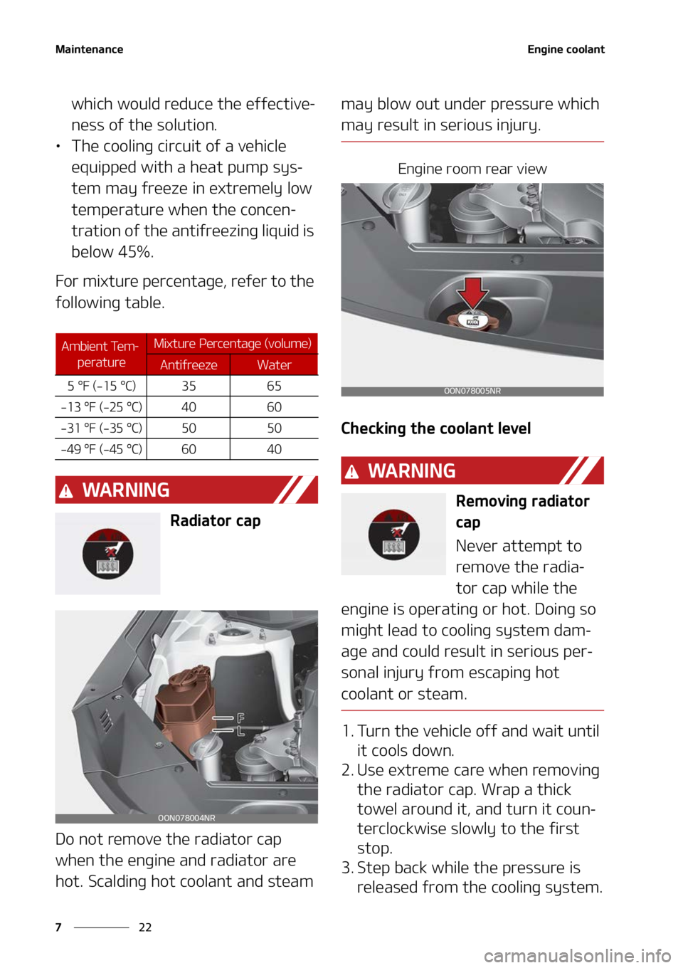 KIA TELLURIDE 2022  Owners Manual �.�B�J�O�U�F�O�B�O�D�F
��
�
�&�O�H�J�O�F��D�P�P�M�B�O�U
�X�I�J�D�I��X�P�V�M�E��S�F�E�V�D�F��U�I�F��F�G�G�F�D�U�J�W�F-
�O�F�T�T��P�G��U�I�F��T�P�M�V�U�J�P�O�
LÜ �5�I�F��D�P�P�M�J�O�H��D�