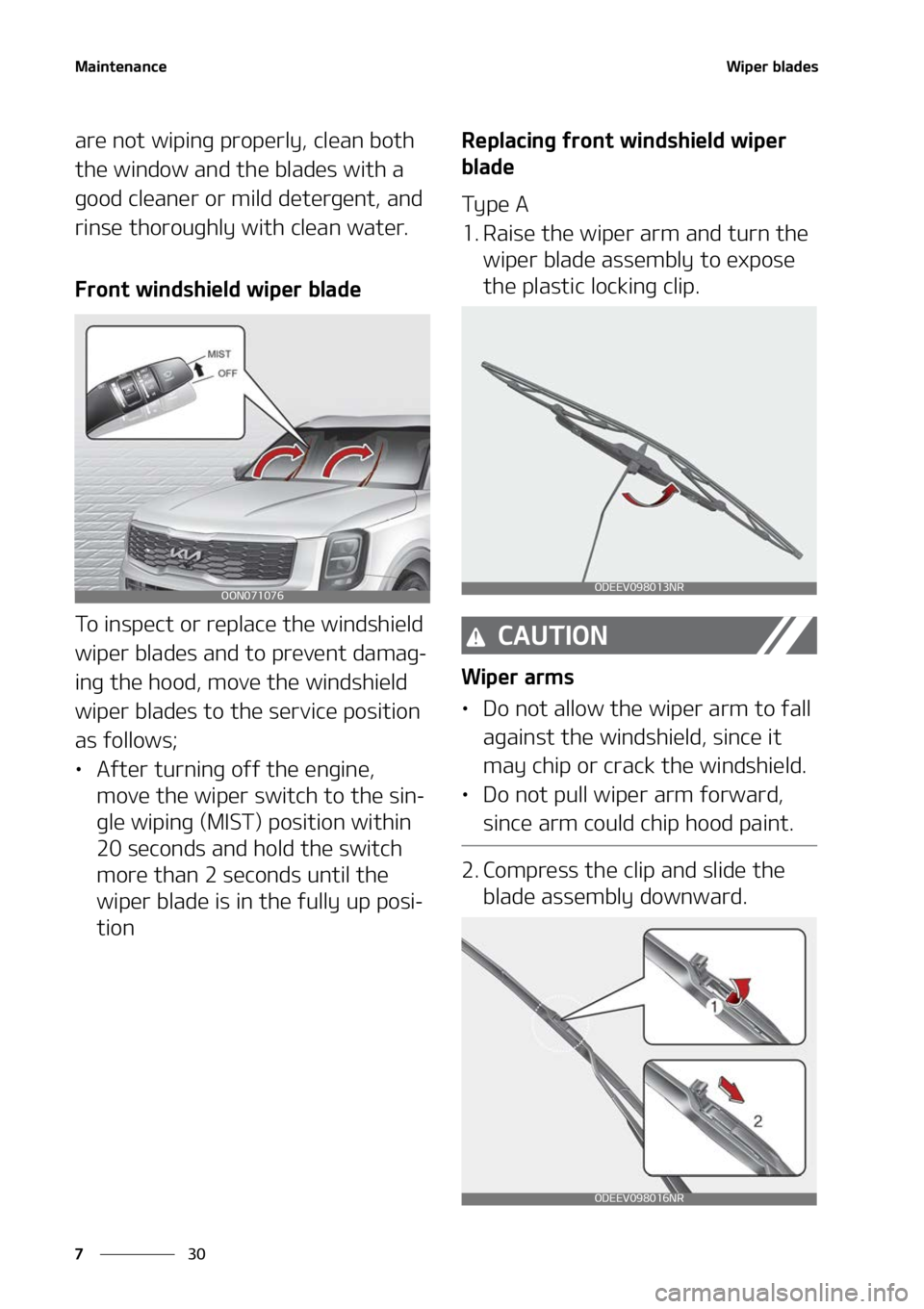 KIA TELLURIDE 2022  Owners Manual �.�B�J�O�U�F�O�B�O�D�F
��
�
�8�J�Q�F�S��C�M�B�E�F�T
�B�S�F��O�P�U��X�J�Q�J�O�H��Q�S�P�Q�F�S�M�Z�
��D�M�F�B�O��C�P�U�I�
�U�I�F��X�J�O�E�P�X��B�O�E��U�I�F��C�M�B�E�F�T��X�J�U�I��B�
�H�P