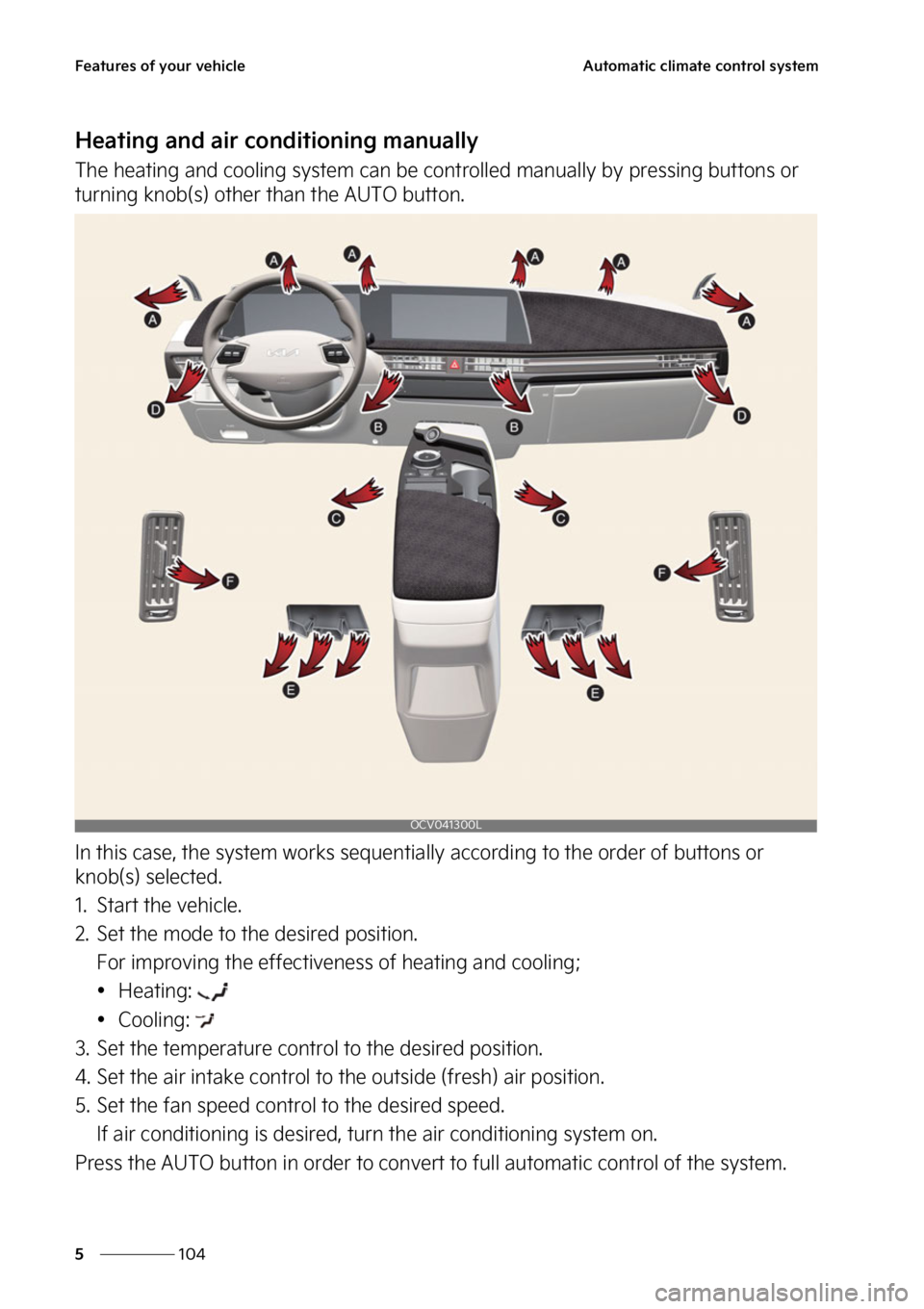KIA EV6 2022  Owners Manual ��F�B�U�V�S�F�T��P�G��Z�P�V�S��W�F�I�J�D�M�F
���
�
�"�V�U�P�N�B�U�J�D��D�M�J�N�B�U�F��D�P�O�U�S�P�M��T�Z�T�U�F�N
�)�F�B�U�J�O�H��B�O�E��B�J�S��D�P�O�E�J�U�J�P�O�J�O�H��N�B�O�V�B�M�M�Z
�