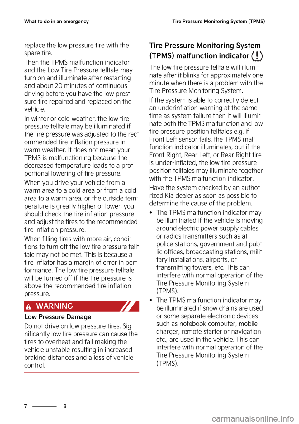 KIA EV6 2022  Owners Manual �8�I�B�U��U�P��E�P��J�O��B�O��F�N�F�S�H�F�O�D�Z
�
�
�5�J�S�F��1�S�F�T�T�V�S�F��.�P�O�J�U�P�S�J�O�H��4�Z�T�U�F�N��	�5�1�.�4�

�S�F�Q�M�B�D�F��U�I�F��M�P�X��Q�S�F �T�T�V�S�F��U�J�S�F��X�