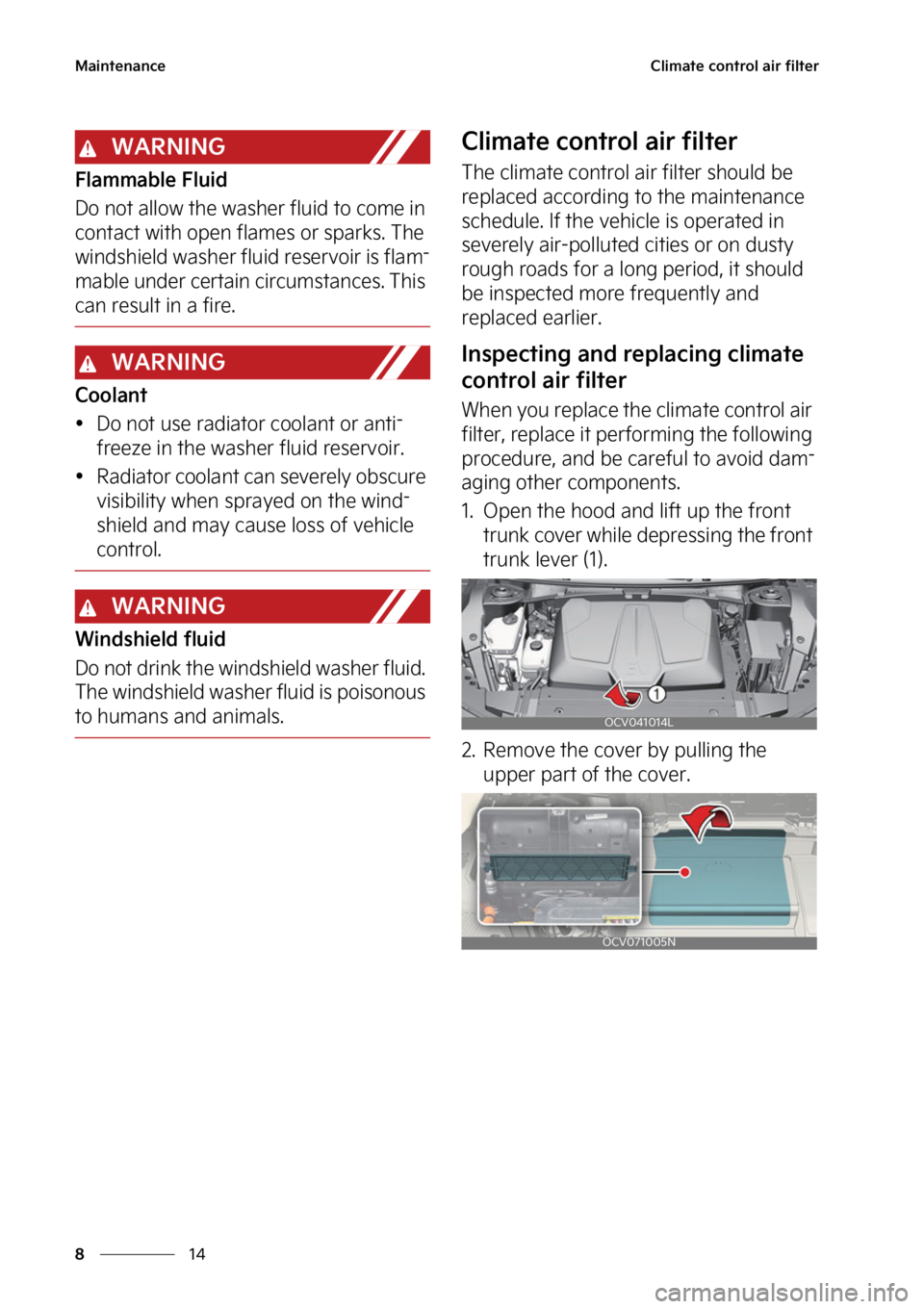 KIA EV6 2022  Owners Manual �.�B�J�O�U�F�O�B�O�D�F
��
�
�$�M�J�N�B�U�F��D�P�O�U�S�P�M��B�J�S��G�J�M�U�F�S
�8�"�3�/�*�/�(
��M�B�N�N�B�C�M�F���M�V�J�E
�%�P��O�P�U��B�M�M�P�X��U�I�F��X�B�T�I�F�S��G�M�V�J�E��U�P��D�P