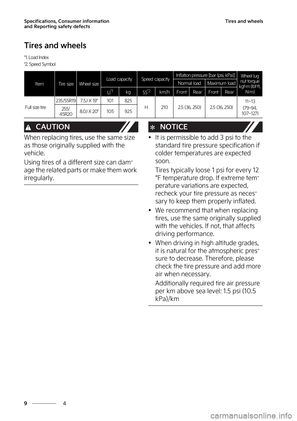KIA EV6 2022  Owners Manual �4�Q�F�D�J�G�J�D�B�U�J�P�O�T�
��$�P�O�T�V�N�F�S��J�O�G�P�S�N�B�U�J�P�O�
�B�O�E��3�F�Q�P�S�U�J�O�H��T�B�G�F�U�Z��E�F�G�F�D�U�T
�
�
�5�J�S�F�T��B�O�E��X�I�F�F�M�T
�5�J�S�F�T��B�O�E��X�I�F�F�