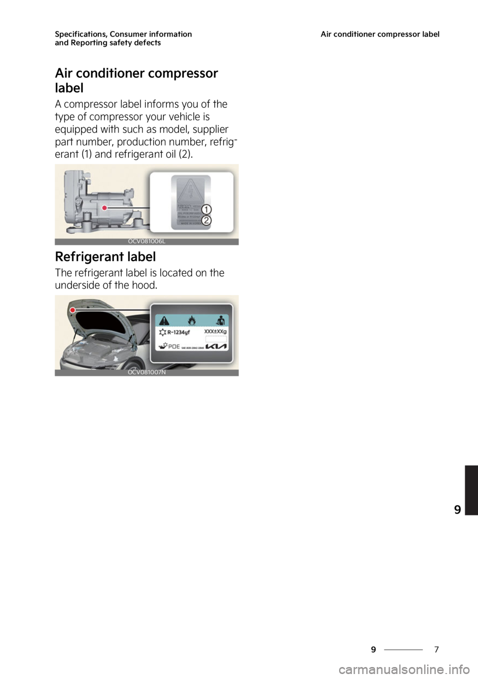 KIA EV6 2022  Owners Manual �
�
�
�4�Q�F�D�J�G�J�D�B�U�J�P�O�T�
��$�P�O�T�V�N�F�S��J�O�G�P�S�N�B�U�J�P�O�
�B�O�E��3�F�Q�P�S�U�J�O�H��T�B�G�F�U�Z��E�F�G�F�D�U�T�"�J�S��D�P�O�E�J�U�J�P�O�F�S��D�P�N�Q�S�F�T�T�P�S��M�B�C