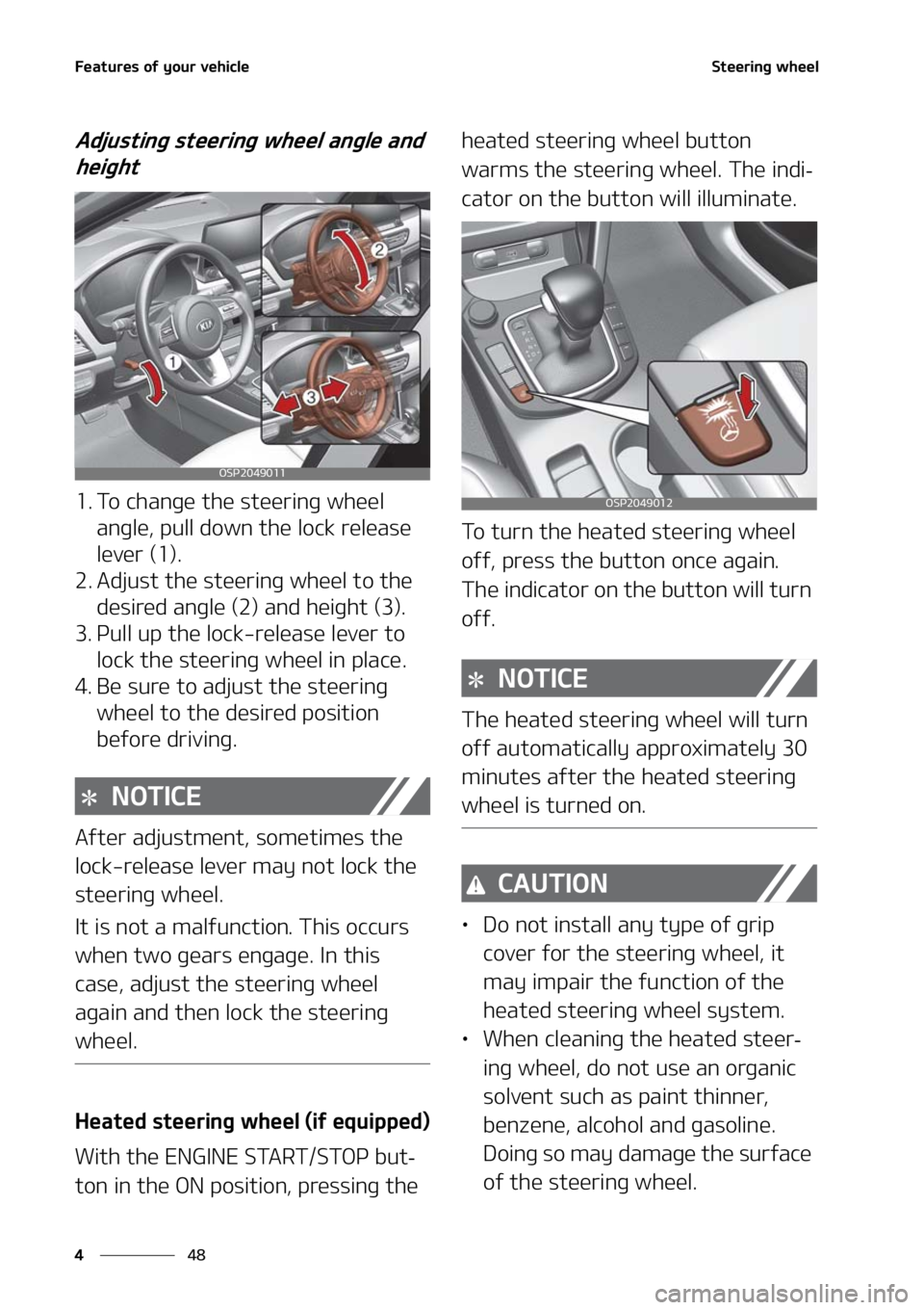 KIA SELTOS 2021  Owners Manual ��F�B�U�V�S�F�T��P�G��Z�P�V�S��W�F�I�J�D�M�F
��
�
�4�U�F�F�S�J�O�H��X�I�F�F�M
�"�E�K�V�T�U�J�O�H��T�U�F�F�S�J�O�H��X�I�F�F�M��B�O�H�M�F��B�O�E�
�I�F�J�H�I�U
�� �5�P��D�I�B�O�H�F��U�I�