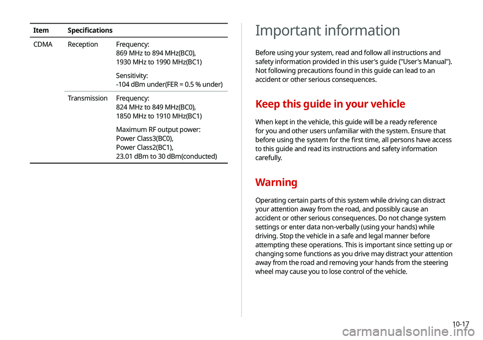 KIA NIRO EV 2020 Navigation System Quick Reference Guide 10-17
Important information
Before using your system, read and follow all instructions and
safety information provided in this user's guide ("User's Manual").
Not following precautio KIA NIRO EV 2020 Navigation System Quick Reference Guide 10-17
Important information
Before using your system, read and follow all instructions and
safety information provided in this user's guide ("User's Manual").
Not following precautio