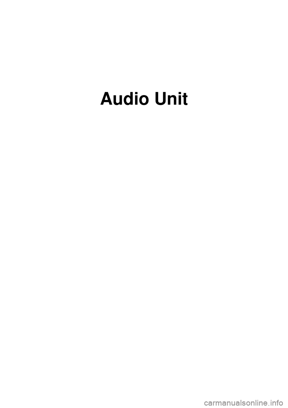 KIA CARNIVAL 2007  Workshop Manual Audio Unit 